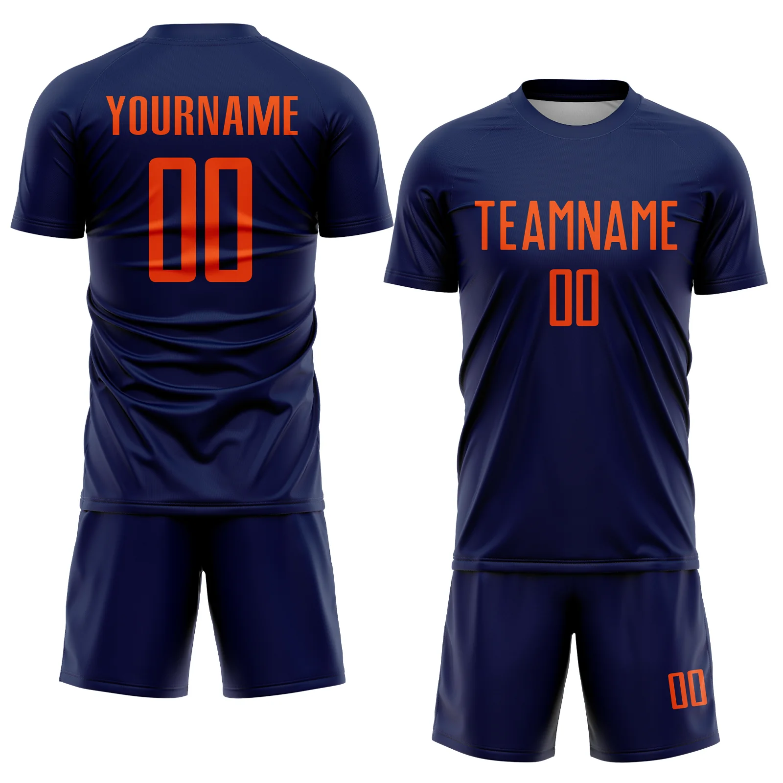 Custom Navy Orange Sublimation Soccer Uniform Jersey - Image 2