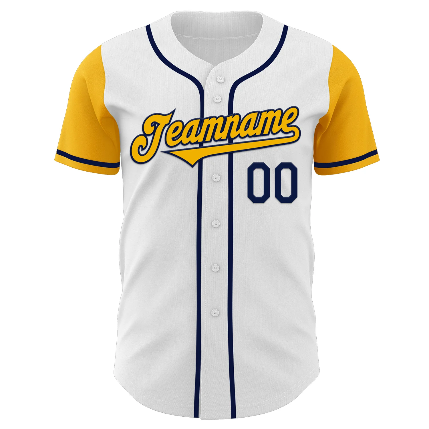 Custom White Gold-Navy Authentic Two Tone Baseball Jersey - Image 2