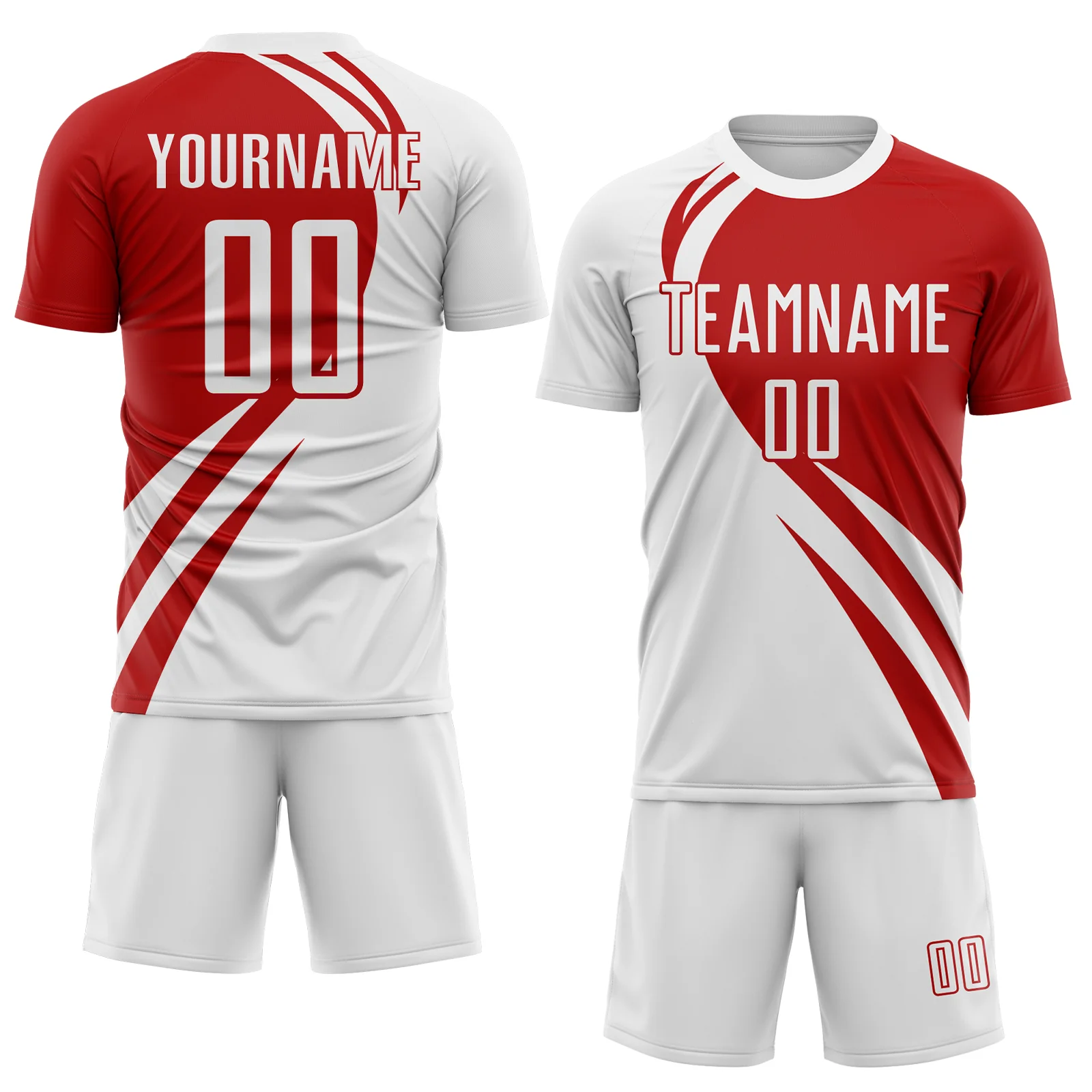 Custom White Navy Diagonal Streamline Color Block Swirl Curve Lines Sublimation Soccer Uniform Jersey - Image 2