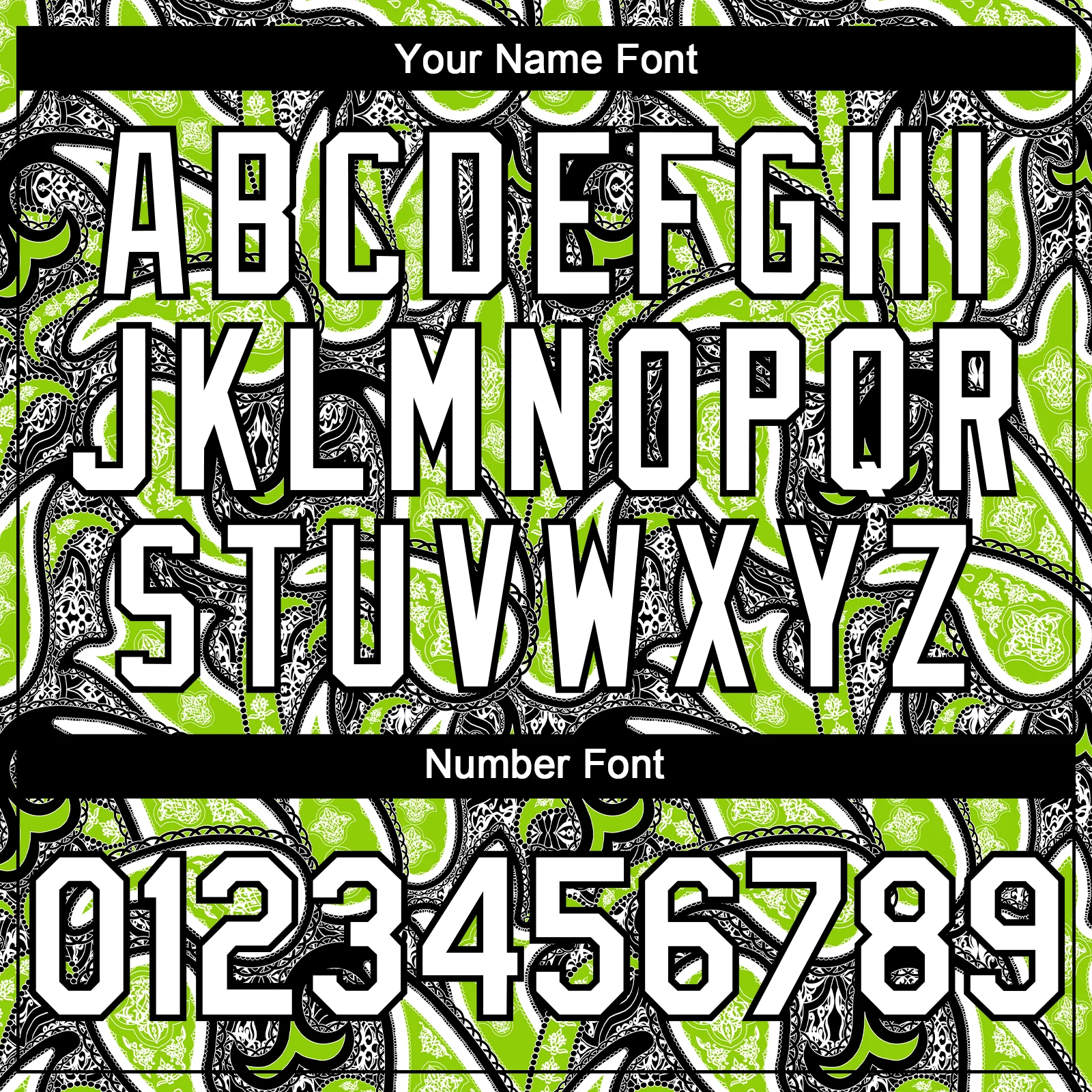 Custom Black White-Neon Green Rave Party Ethnic Paisley Bandana Authentic Baseball Jersey - Image 5
