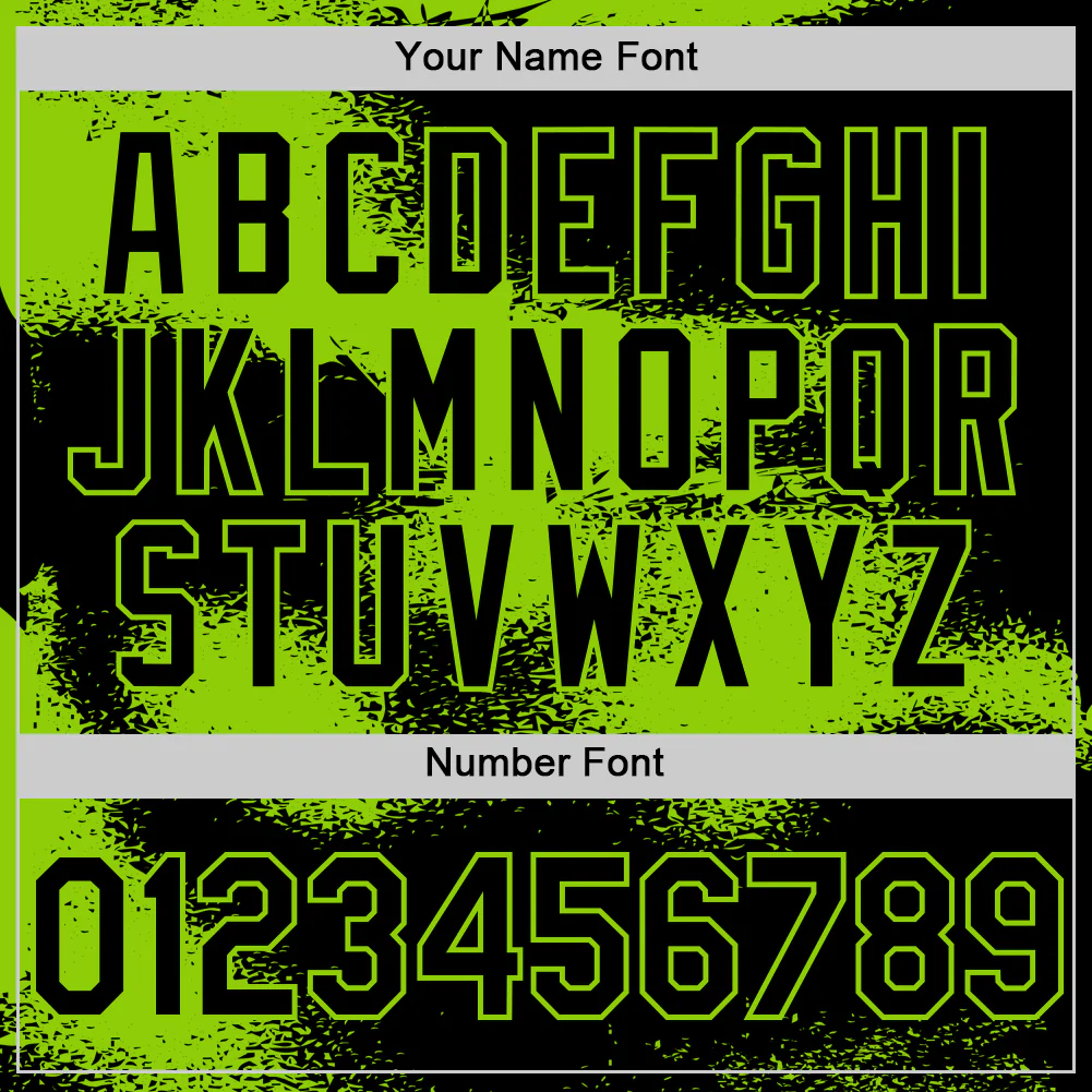 Custom Black Neon Green Abstract Color Blocks Fragment Pattern Bomber Full-Snap Varsity Letterman Hoodie Jacket - Image 6