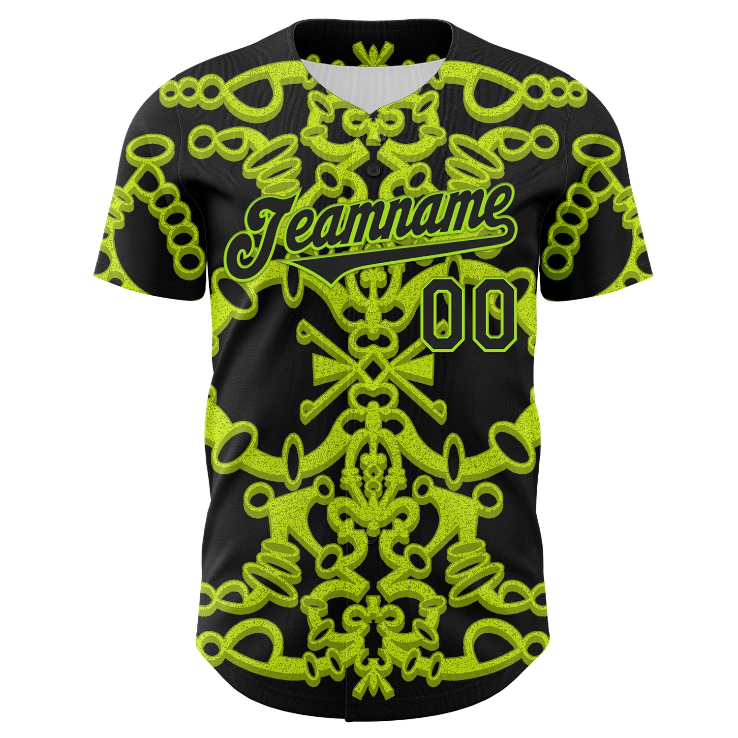 Custom Black Neon Green 3D KYLMAX HUBTUHAN Authentic Baseball Jersey - Image 2