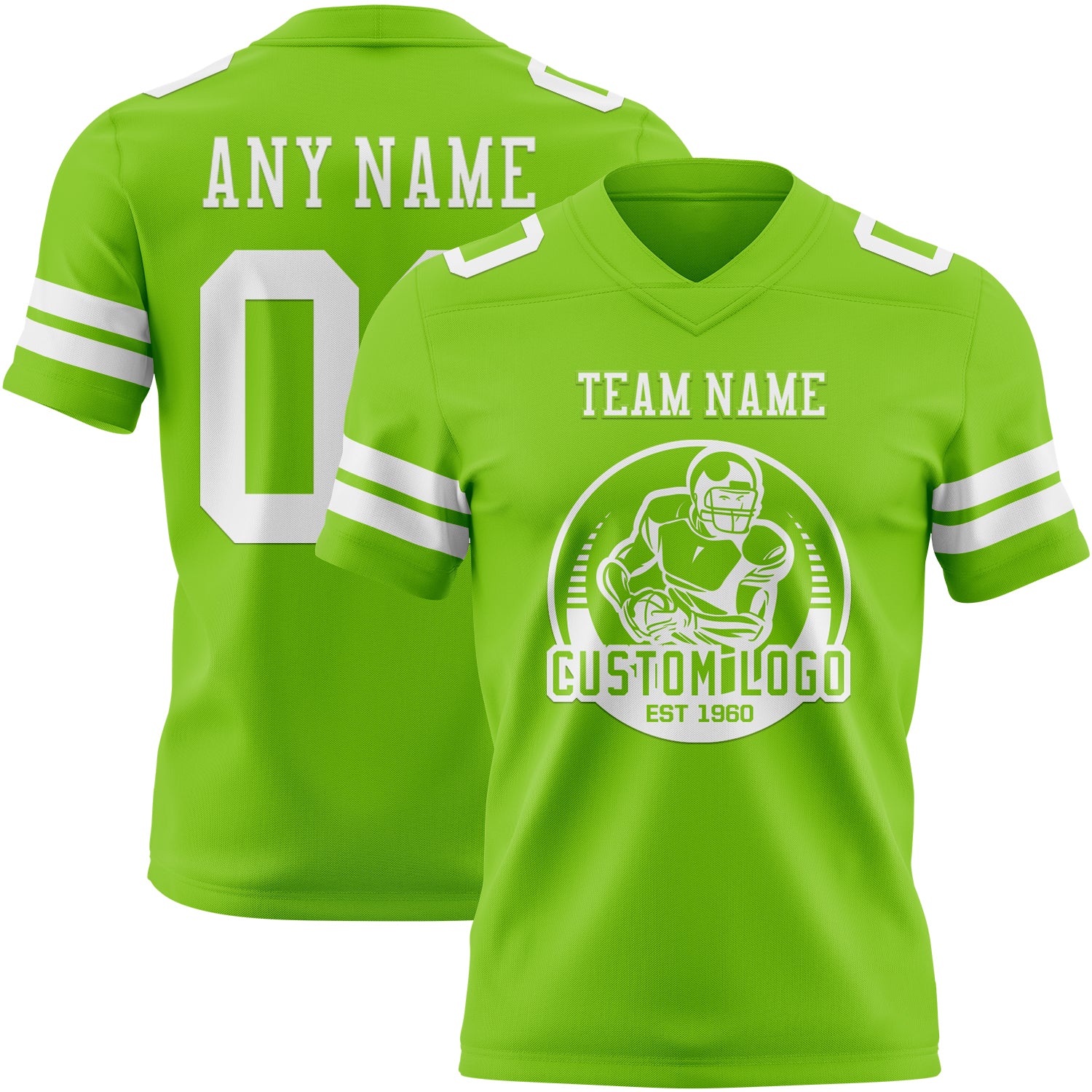 Custom Neon Green White Authentic Football Jersey - Image 2