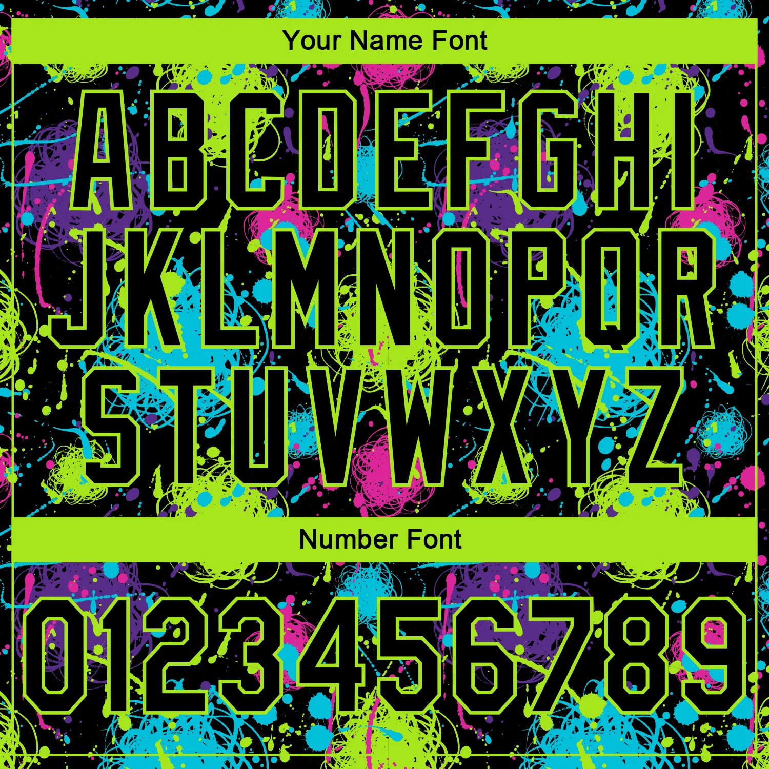 Custom Stitched Graffiti Pattern Black-Neon Green 3D Splash Grunge Art Sports Pullover Sweatshirt Hoodie - Image 4