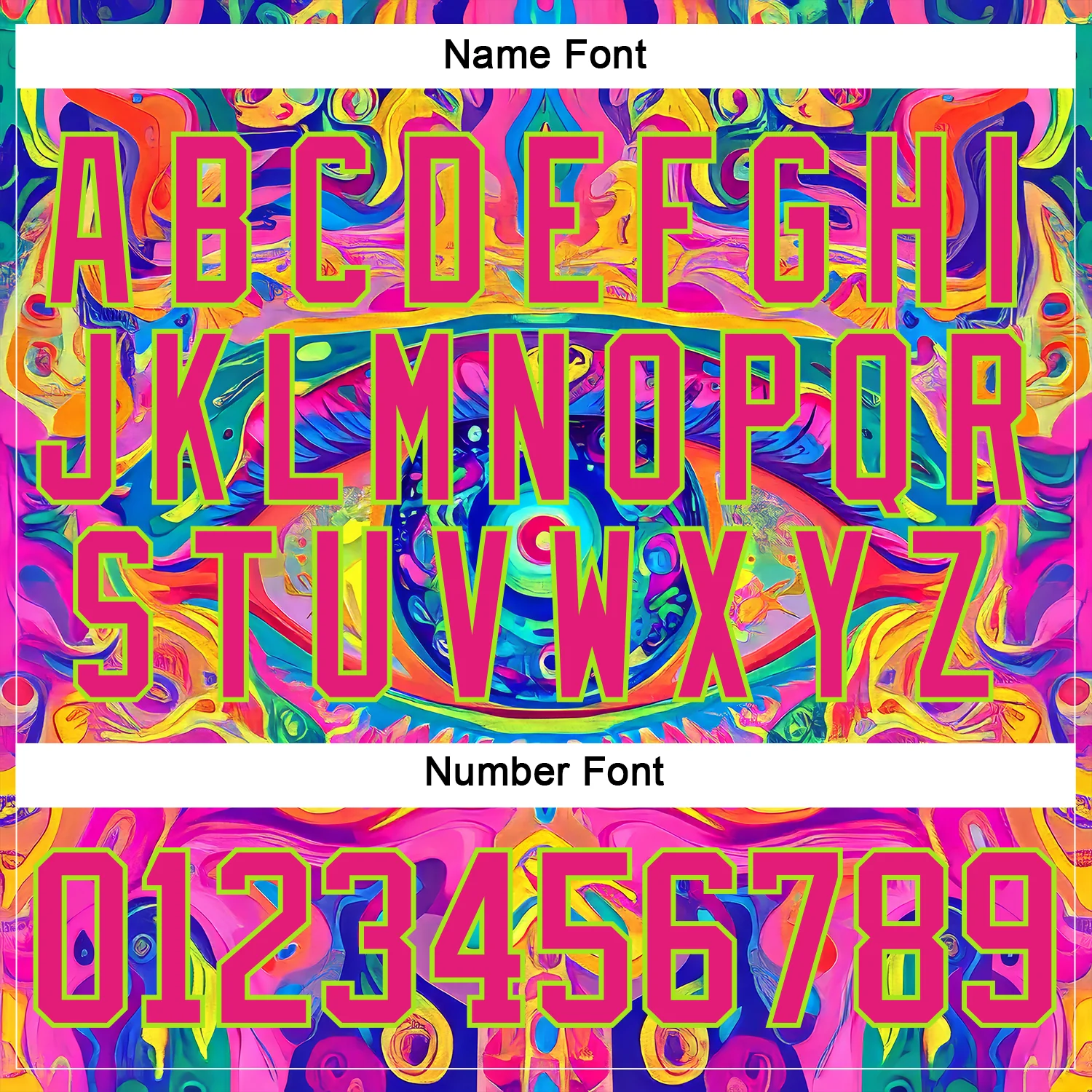 Custom Hot Pink Neon Green Yellow-Blue Trippy Psychedelic Neon Hockey Lace Neck Jersey - Image 7
