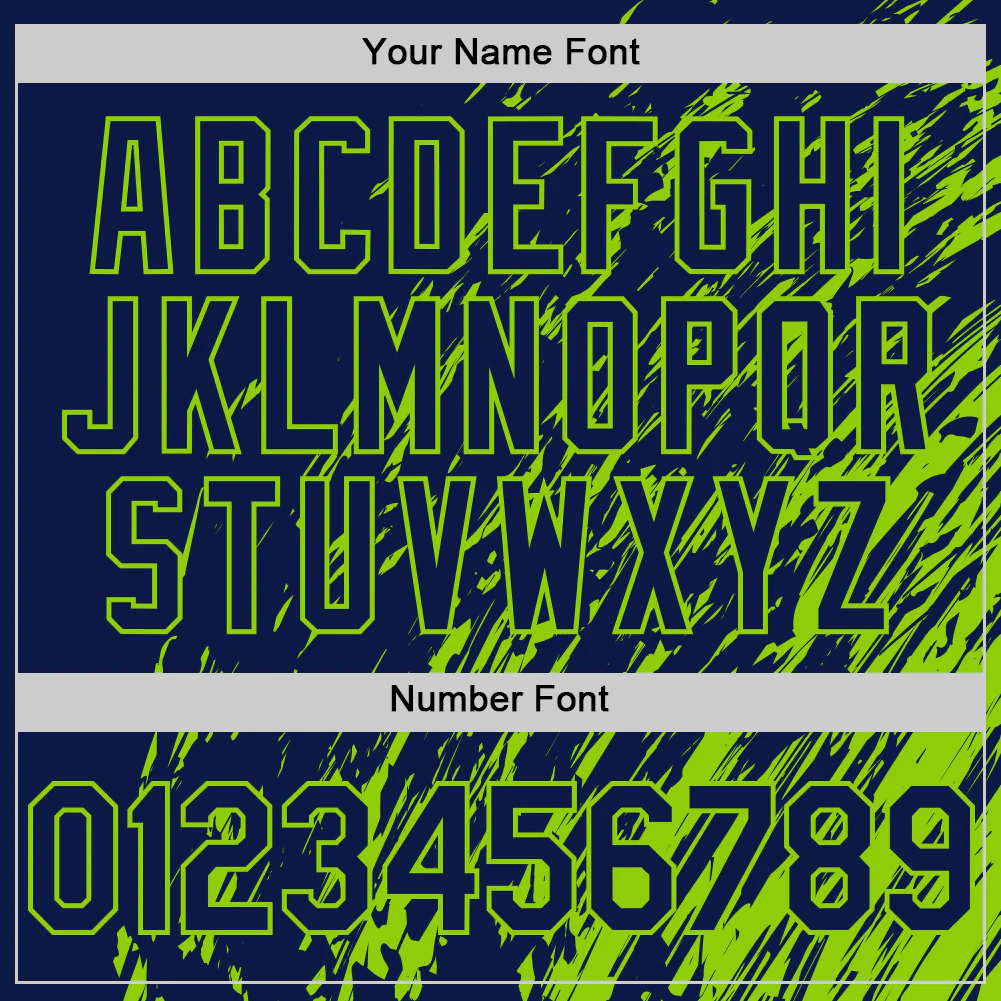 Custom Navy Navy-Neon Green 3D Pattern Design Bomber Full-Snap Varsity Letterman Hoodie Jacket - Image 6