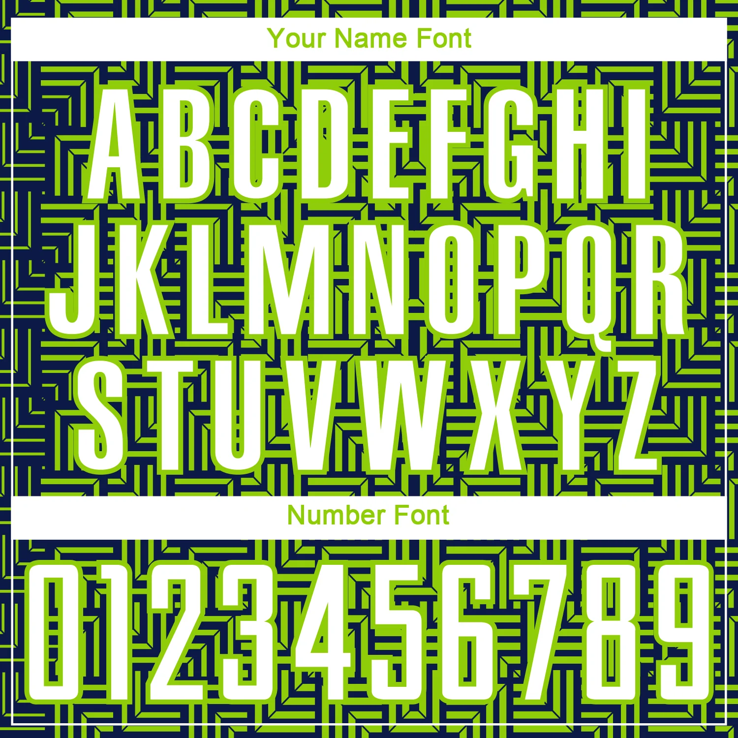Custom Navy White-Neon Green Geometric Maze Interlocking Square Sports Sublimation Soccer Uniform Jersey - Image 6