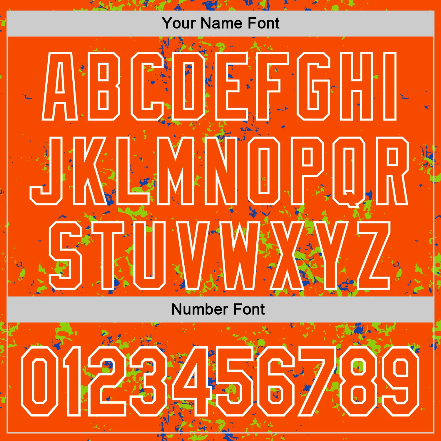 Custom Orange Neon Green Thunder Blue-White Fragment Pattern Bomber Full-Snap Varsity Letterman Hoodie Jacket - Image 6