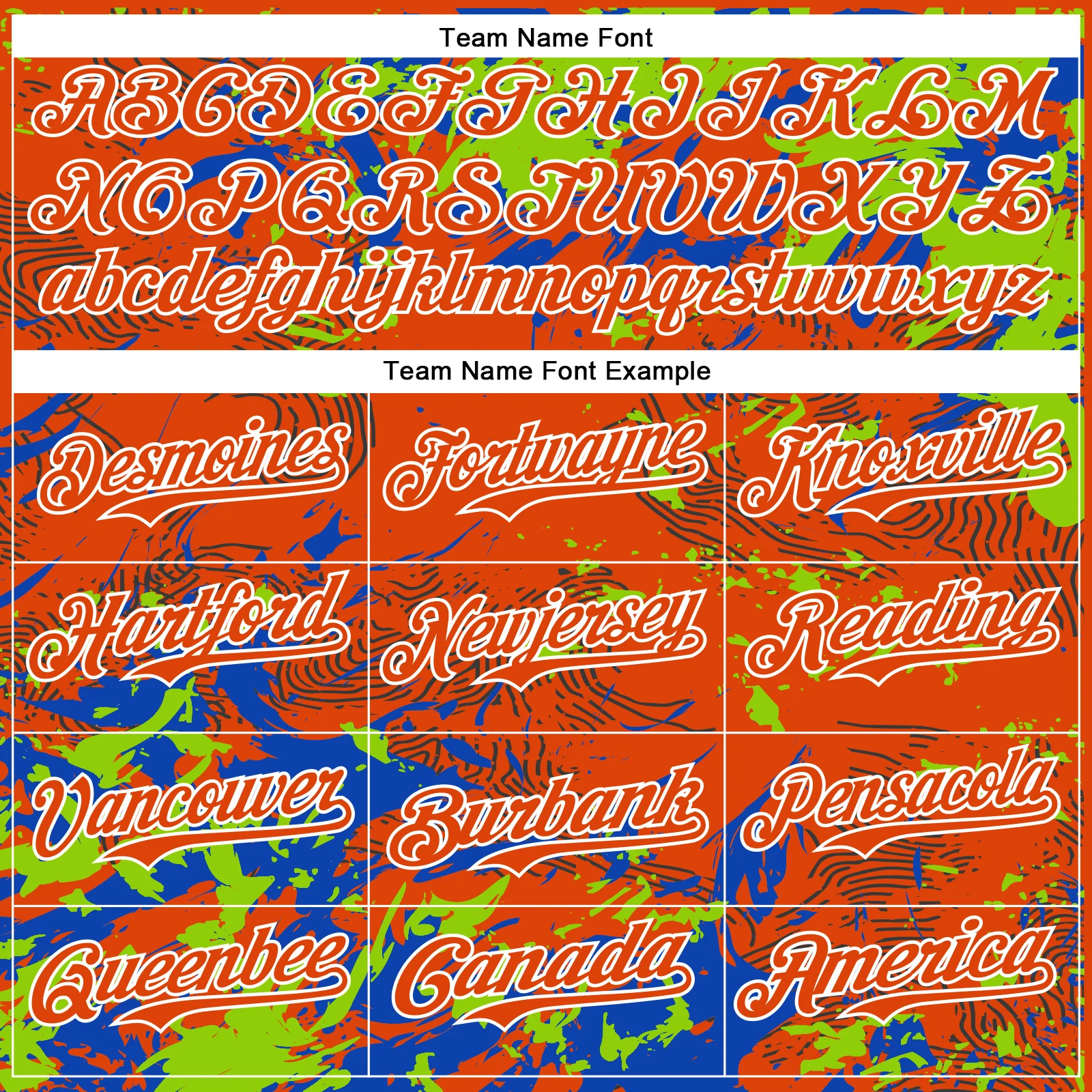 Custom Orange Neon Green Thunder Blue-White Splash Bomber Full-Snap Varsity Letterman Hoodie Jacket - Image 5