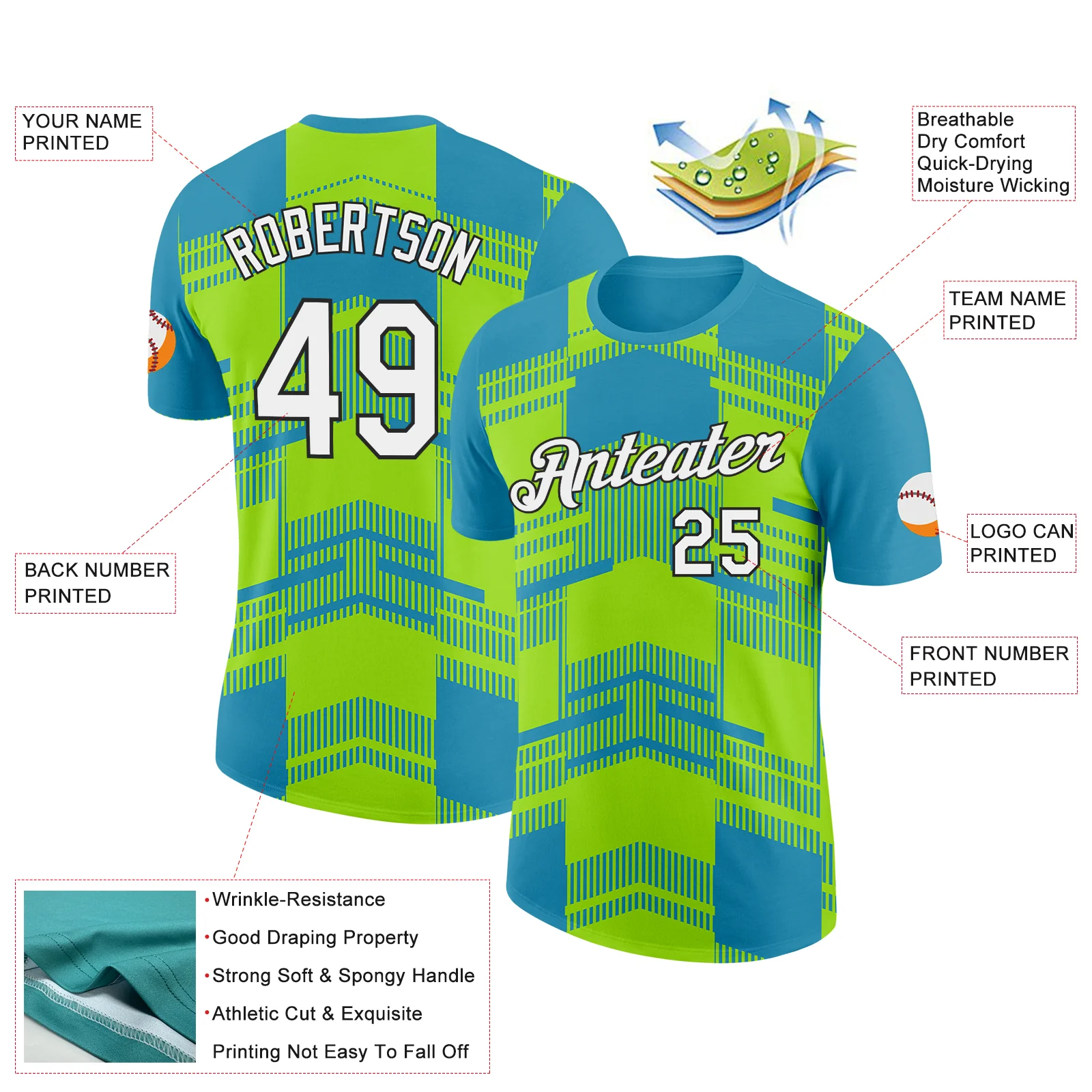 Custom Panther Blue Neon Green-Black 3D Esports Performance T-Shirt - Image 2