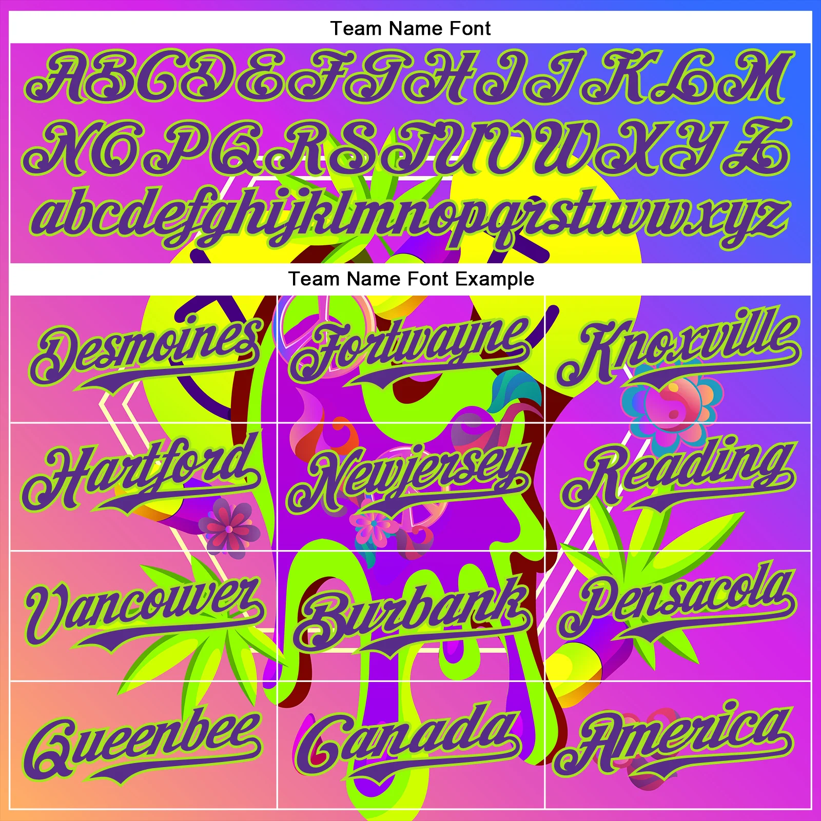 Custom Purple Neon Green 3D Pattern Design Trippy Psychedelic Peace Sign Authentic Baseball Jersey - Image 4