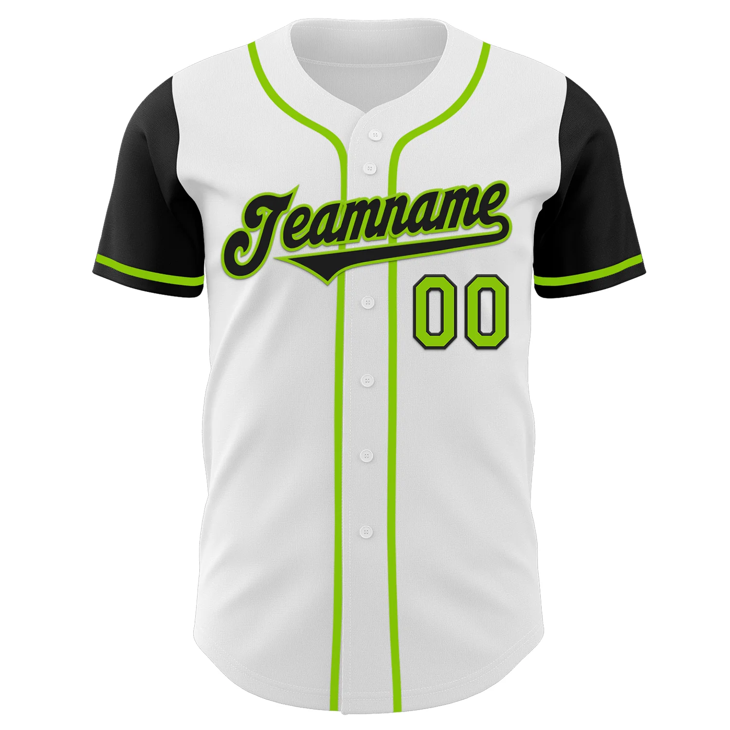 Custom White Black-Neon Green Authentic Two Tone Baseball Jersey - Image 2