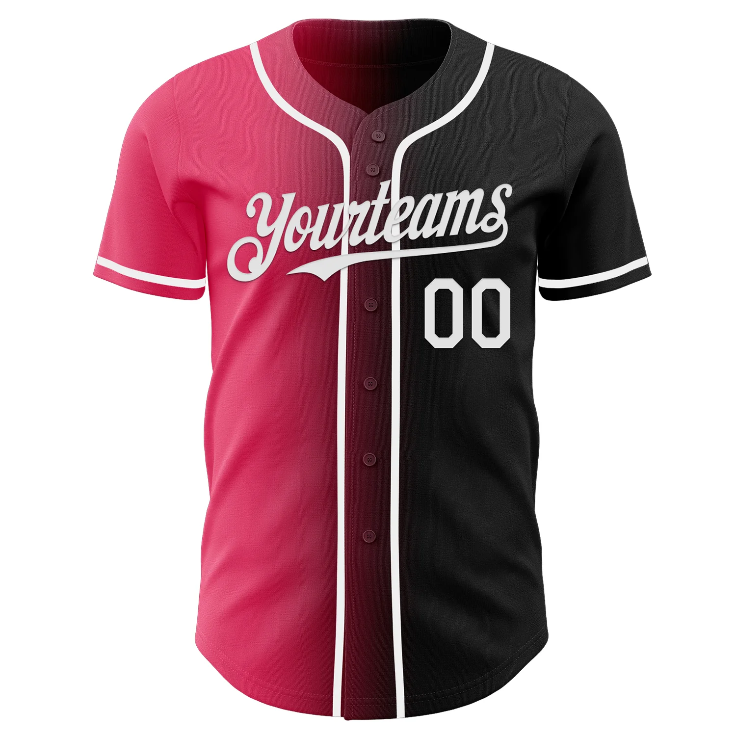 Custom Black White-Neon Pink Authentic Gradient Fashion Baseball Jersey - Image 2
