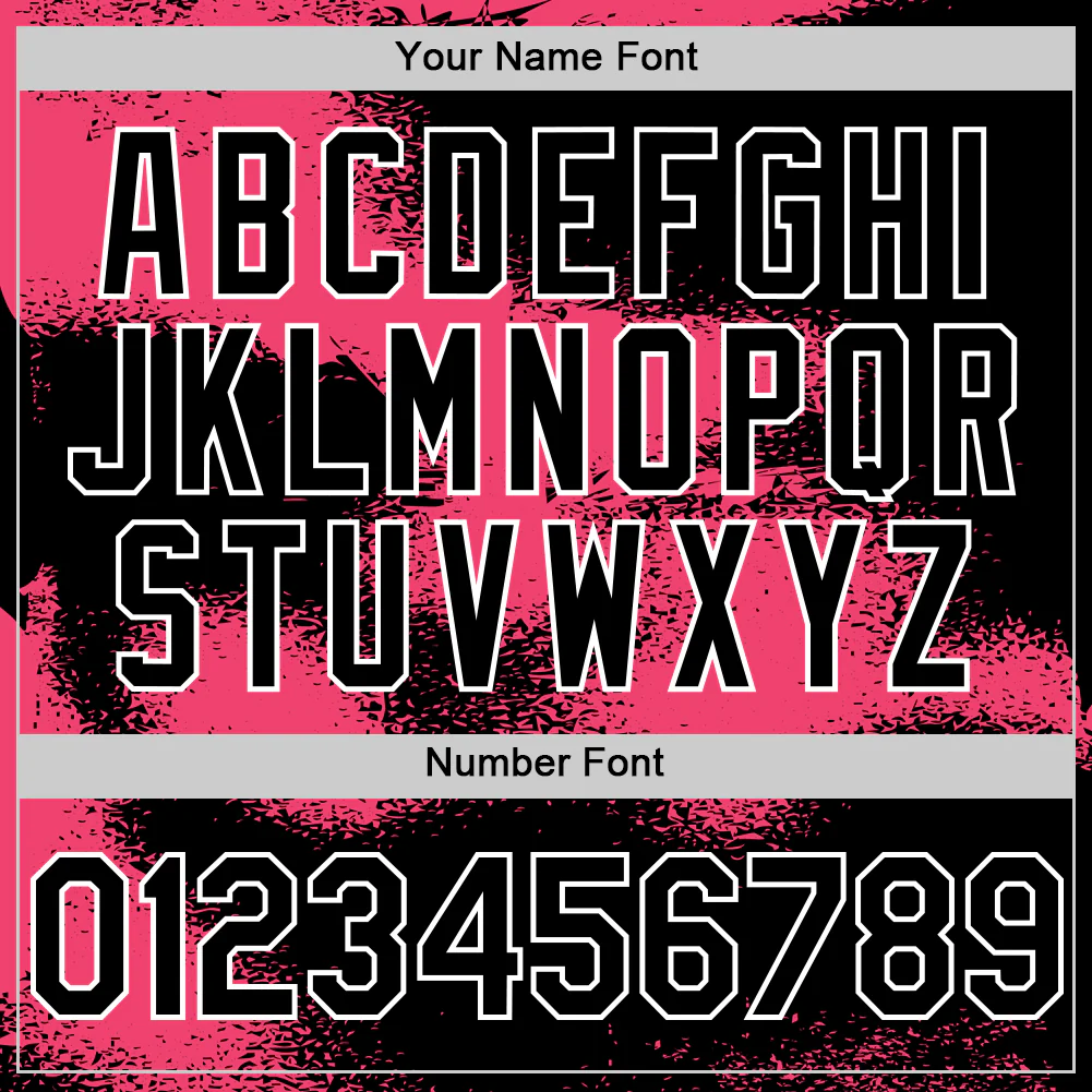 Custom Black Neon Pink-White Abstract Color Blocks Fragment Pattern Bomber Full-Snap Varsity Letterman Hoodie Jacket - Image 6