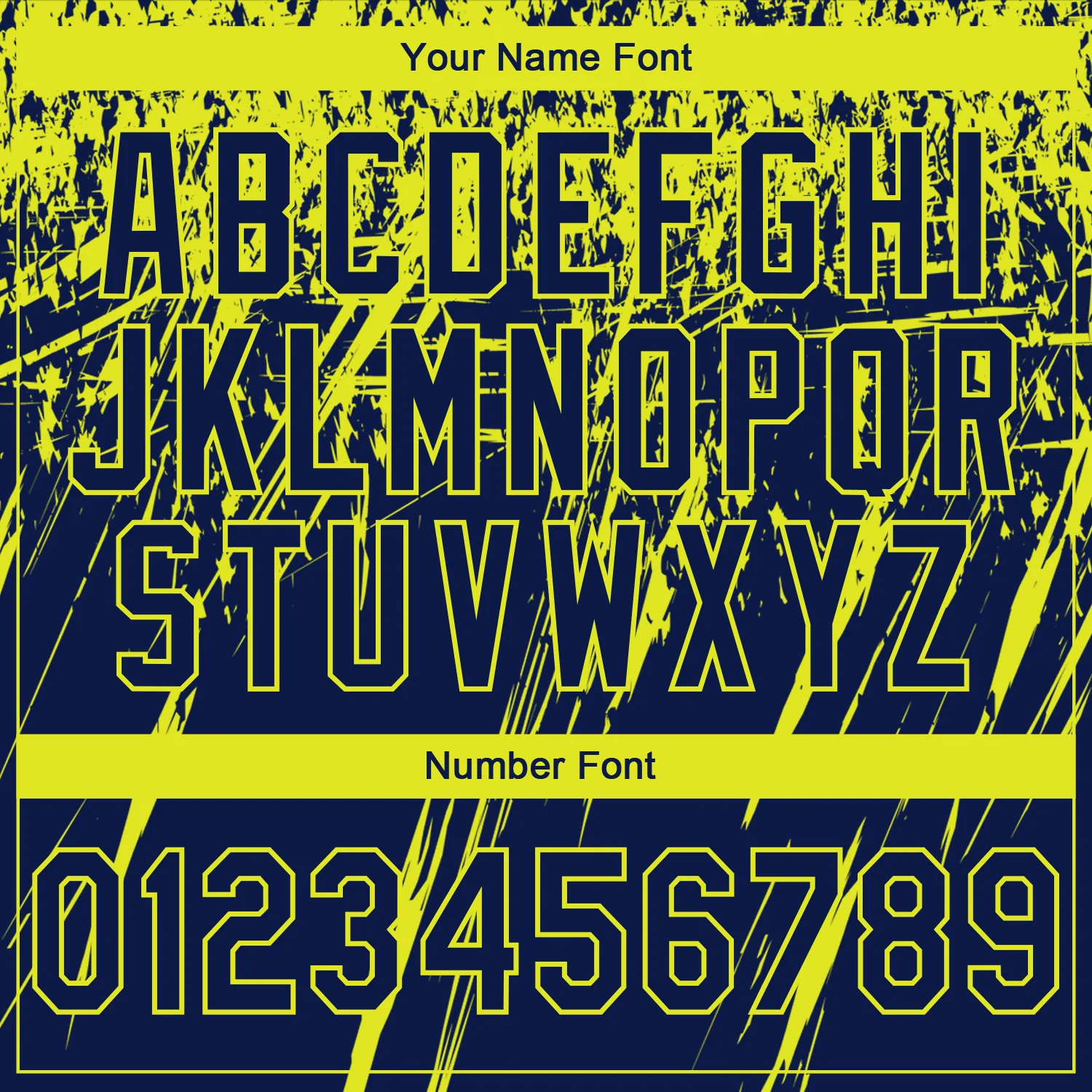 Custom Stitched Navy Neon Yellow 3D Pattern Design Splash Grunge Art Sports Pullover Sweatshirt Hoodie - Image 4
