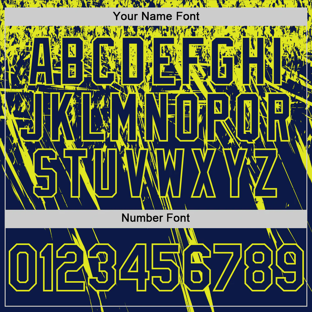 Custom Navy Neon Yellow Distressed Scratch Brush Stroke Authentic Baseball Jersey - Image 5