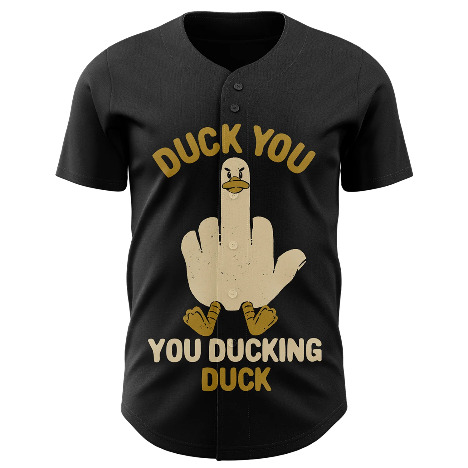 Custom Black Black-Old Gold 3D Tobe Fonseca Duck You Funny Duck Authentic Baseball Jersey - Image 2
