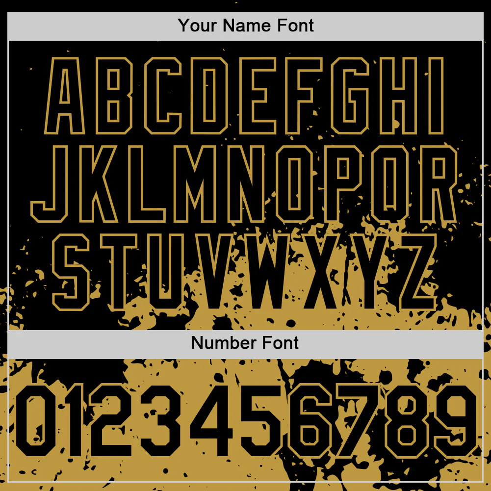 Custom Black Old Gold Abstract Splatter Grunge Authentic Baseball Jersey - Image 5