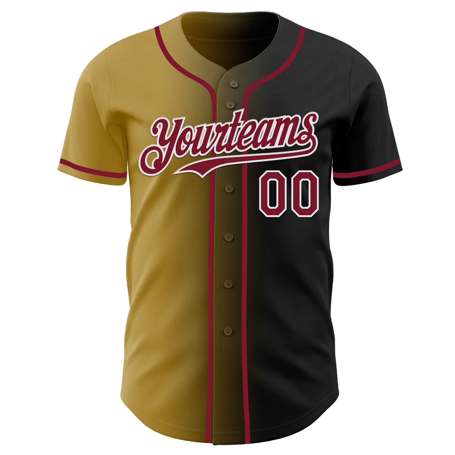 Custom Black Crimson Old Gold-White Authentic Gradient Fashion Baseball Jersey - Image 2