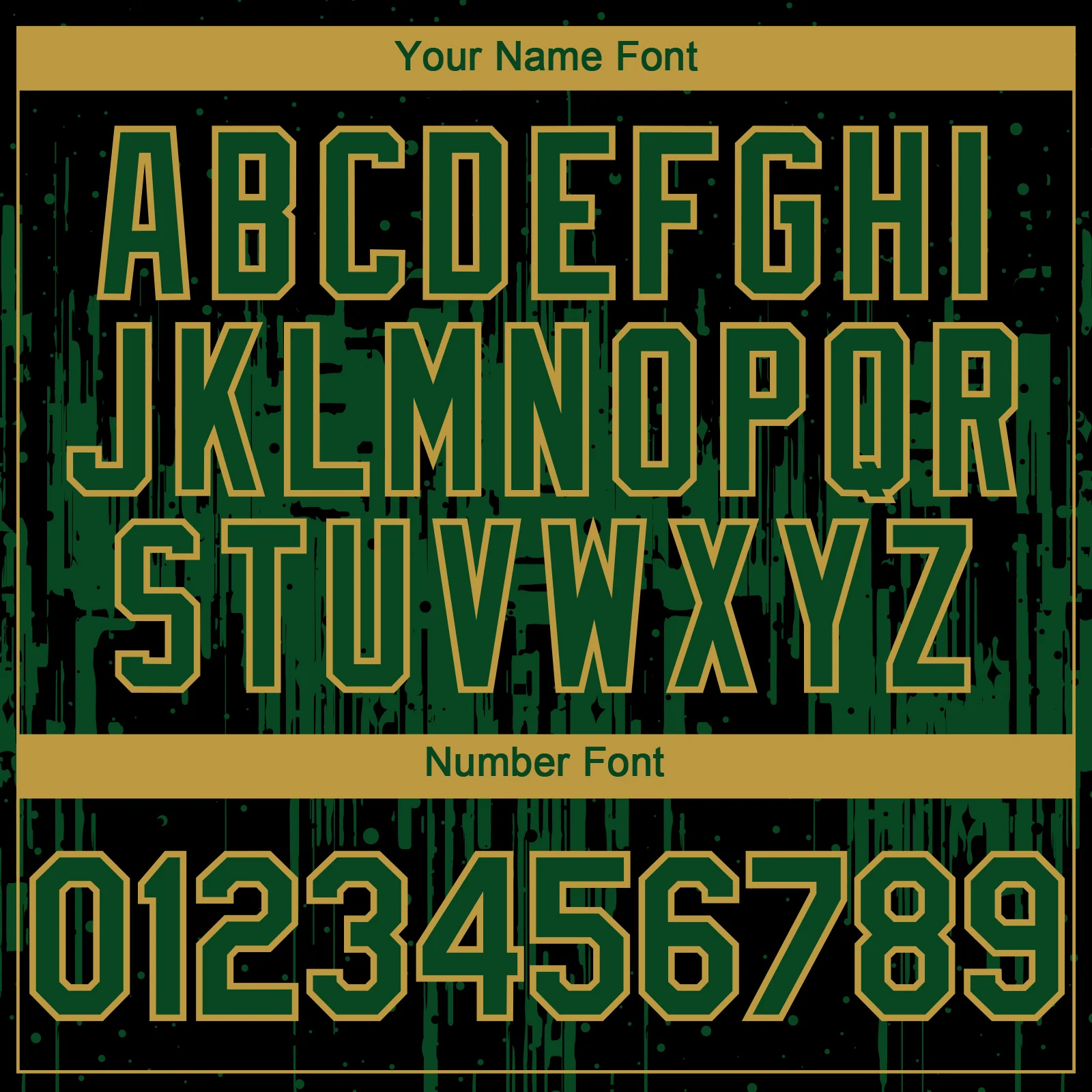 Custom Black Green-Old Gold Dripping Splatter Paint Authentic Baseball Jersey - Image 5