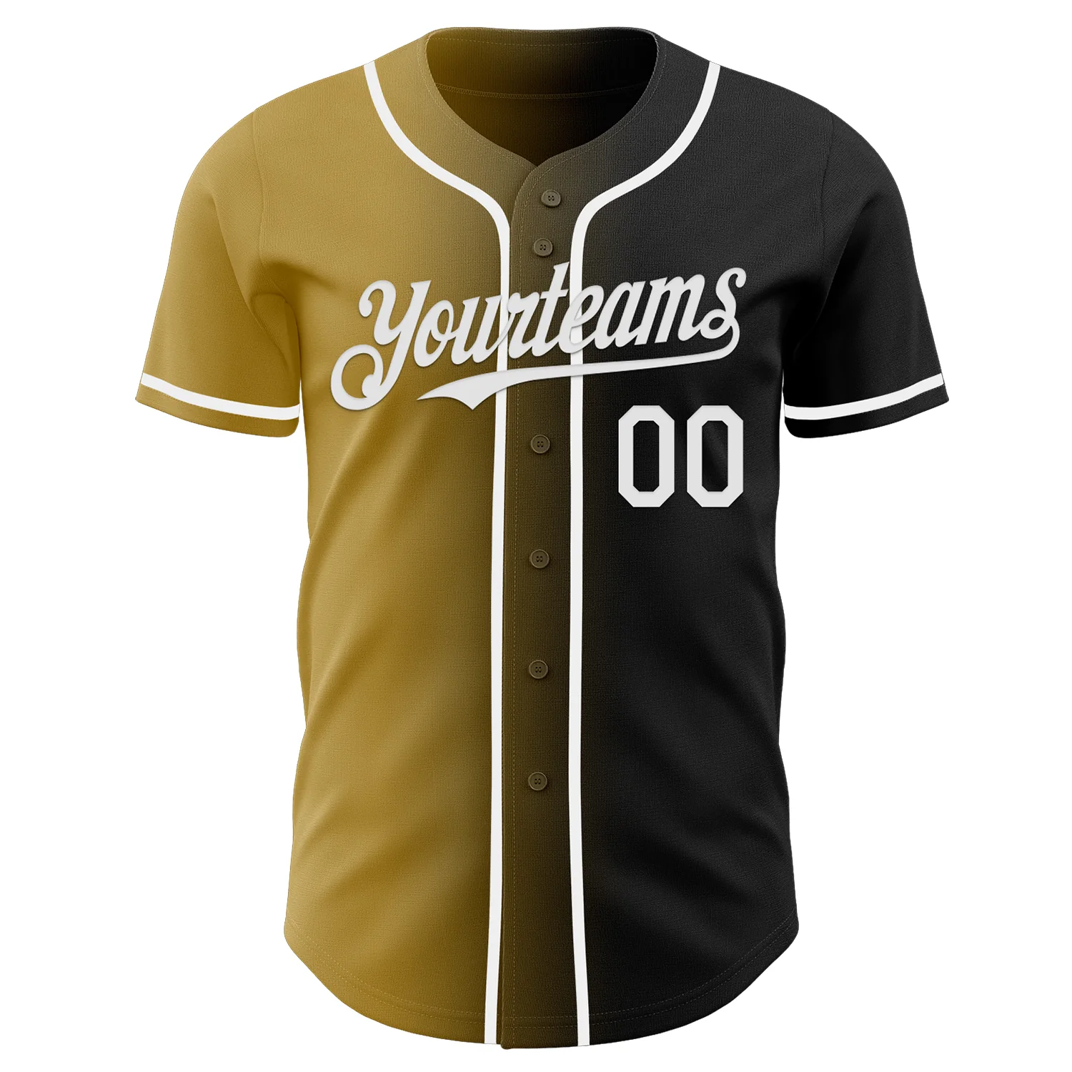 Custom Black White-Old Gold Authentic Gradient Fashion Baseball Jersey - Image 2