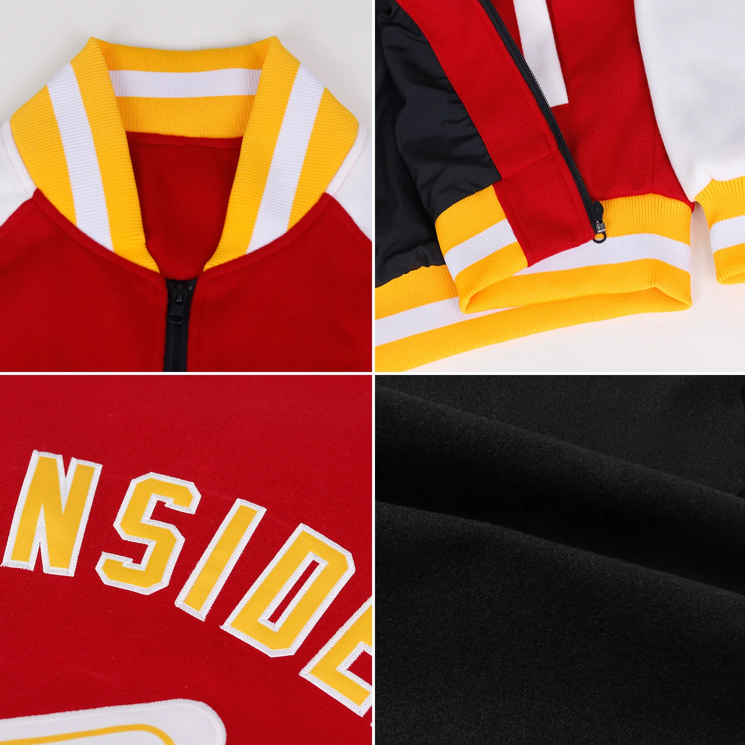 Custom Black Purple-Old Gold Bomber Varsity Letterman Zipper Jacket - Image 2
