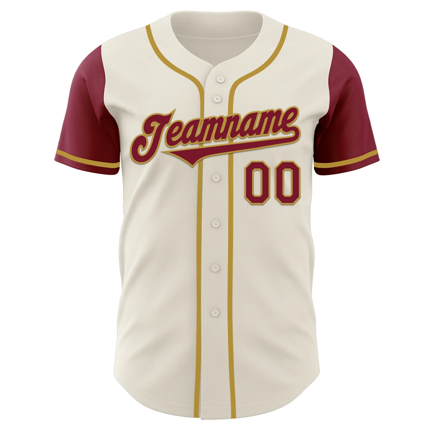 Custom Cream Crimson-Old Gold Authentic Two Tone Baseball Jersey - Image 2