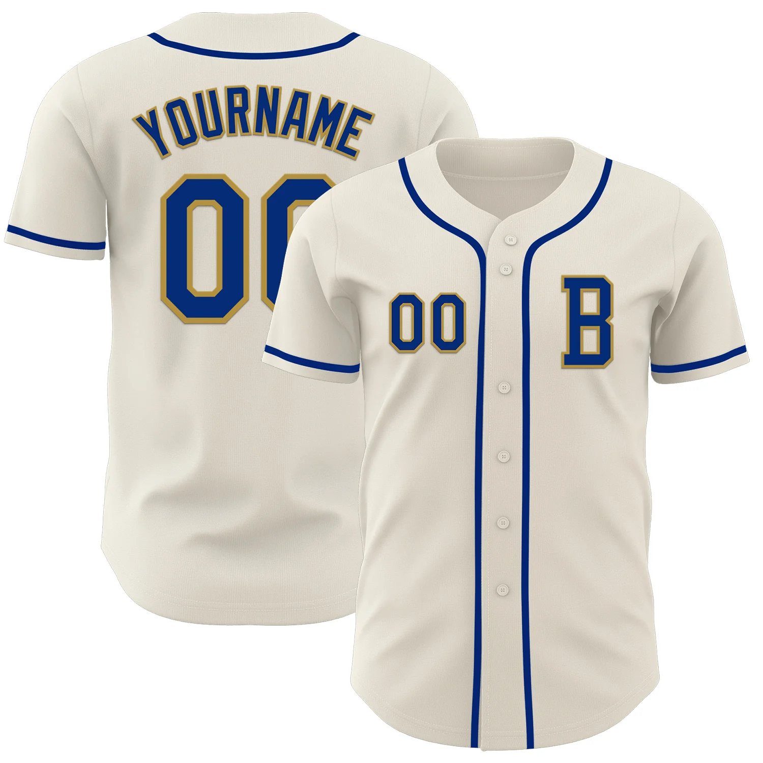 Custom Cream Royal-Old Gold Authentic Baseball Jersey