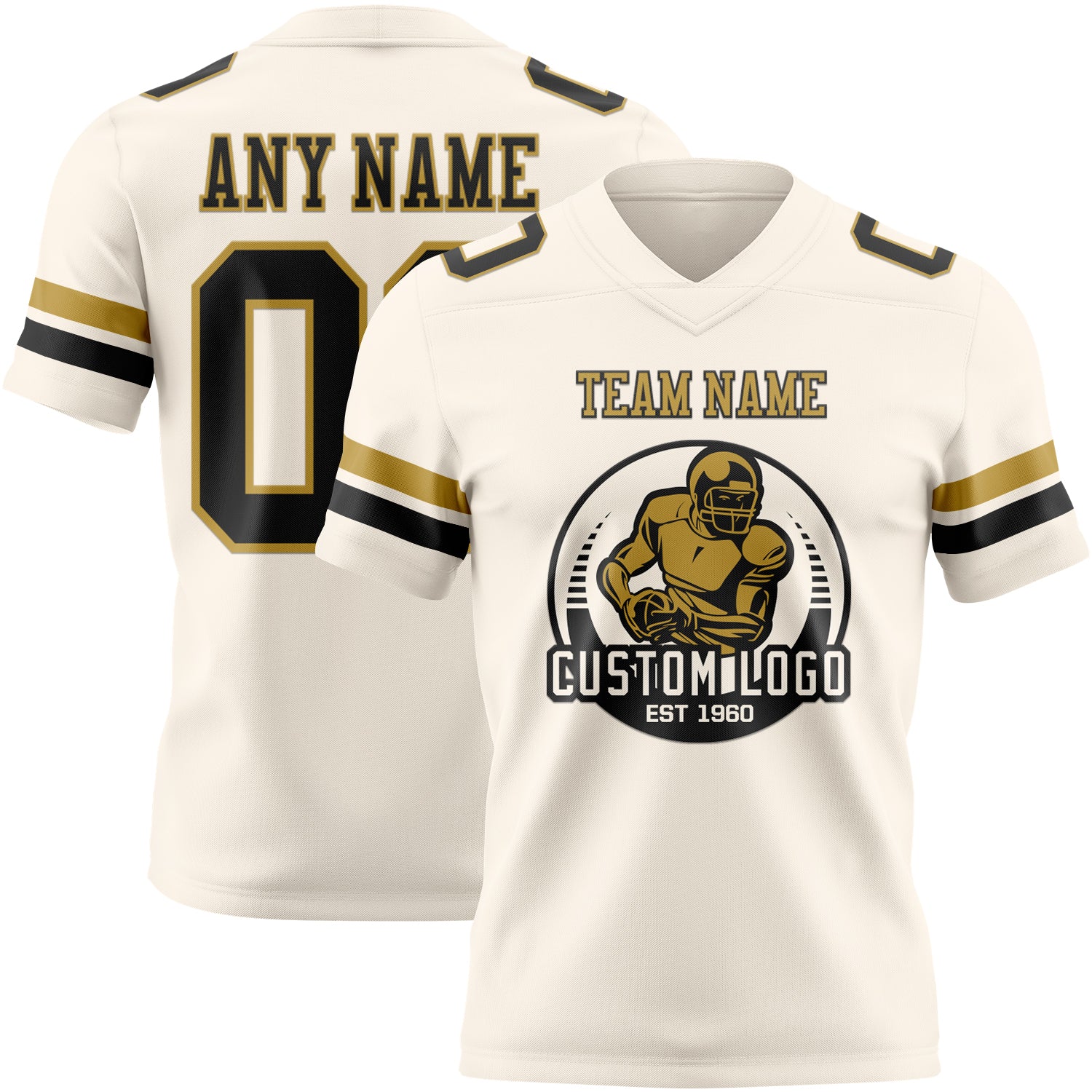 Custom Cream Black-Old Gold Authentic Football Jersey - Image 2