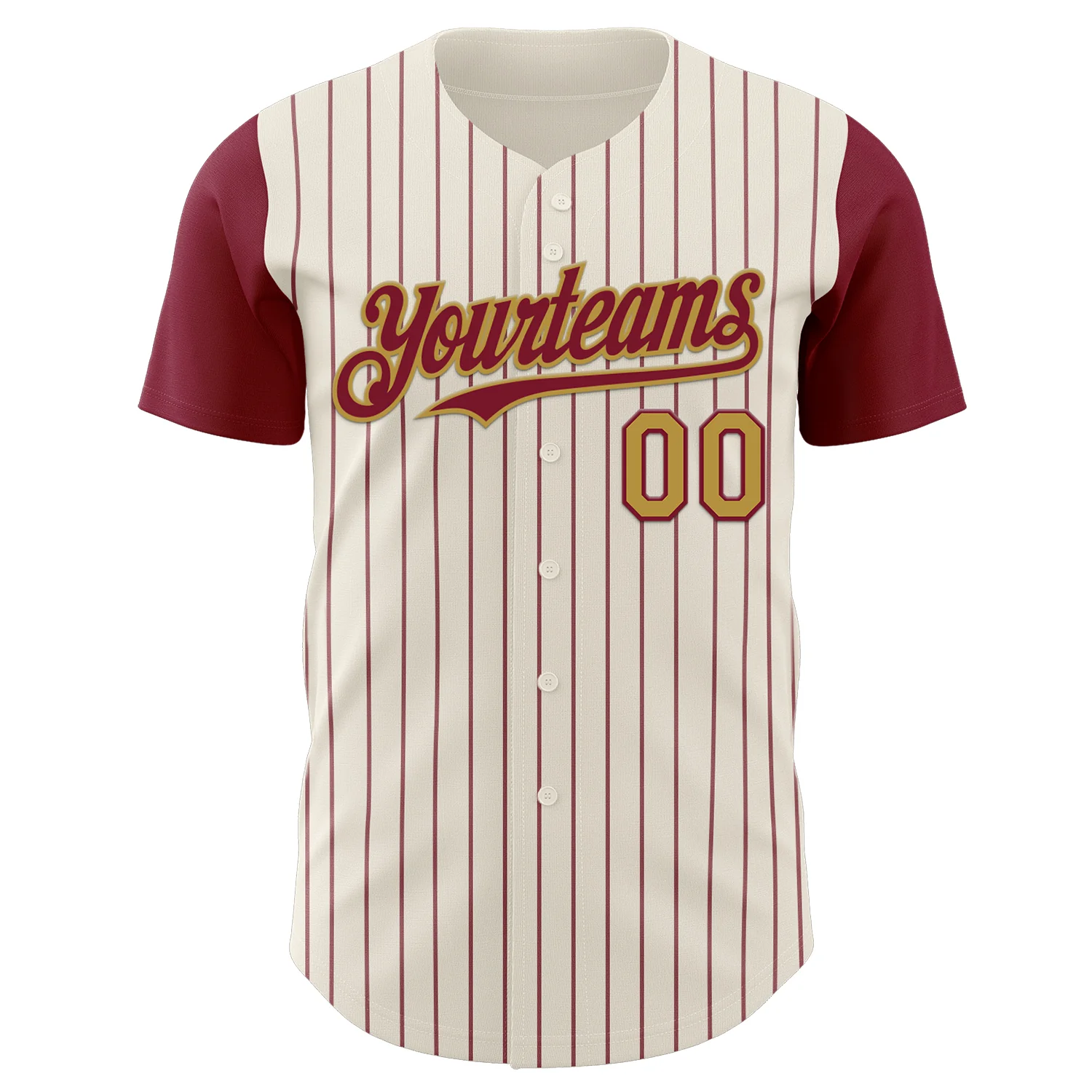 Custom Cream Crimson Pinstripe Old Gold Authentic Two Tone Baseball Jersey - Image 2