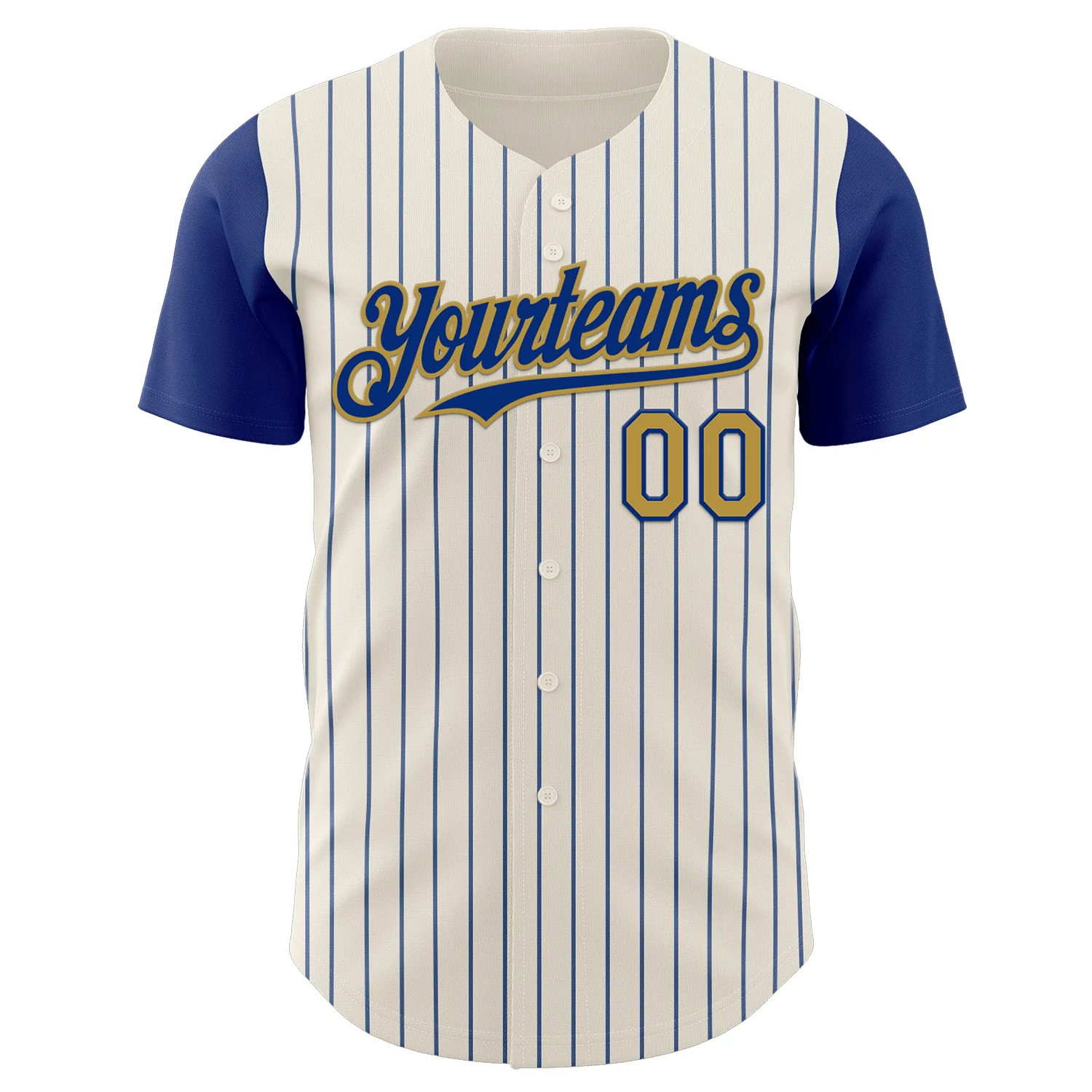Custom Cream Royal Pinstripe Old Gold Authentic Two Tone Baseball Jersey - Image 2