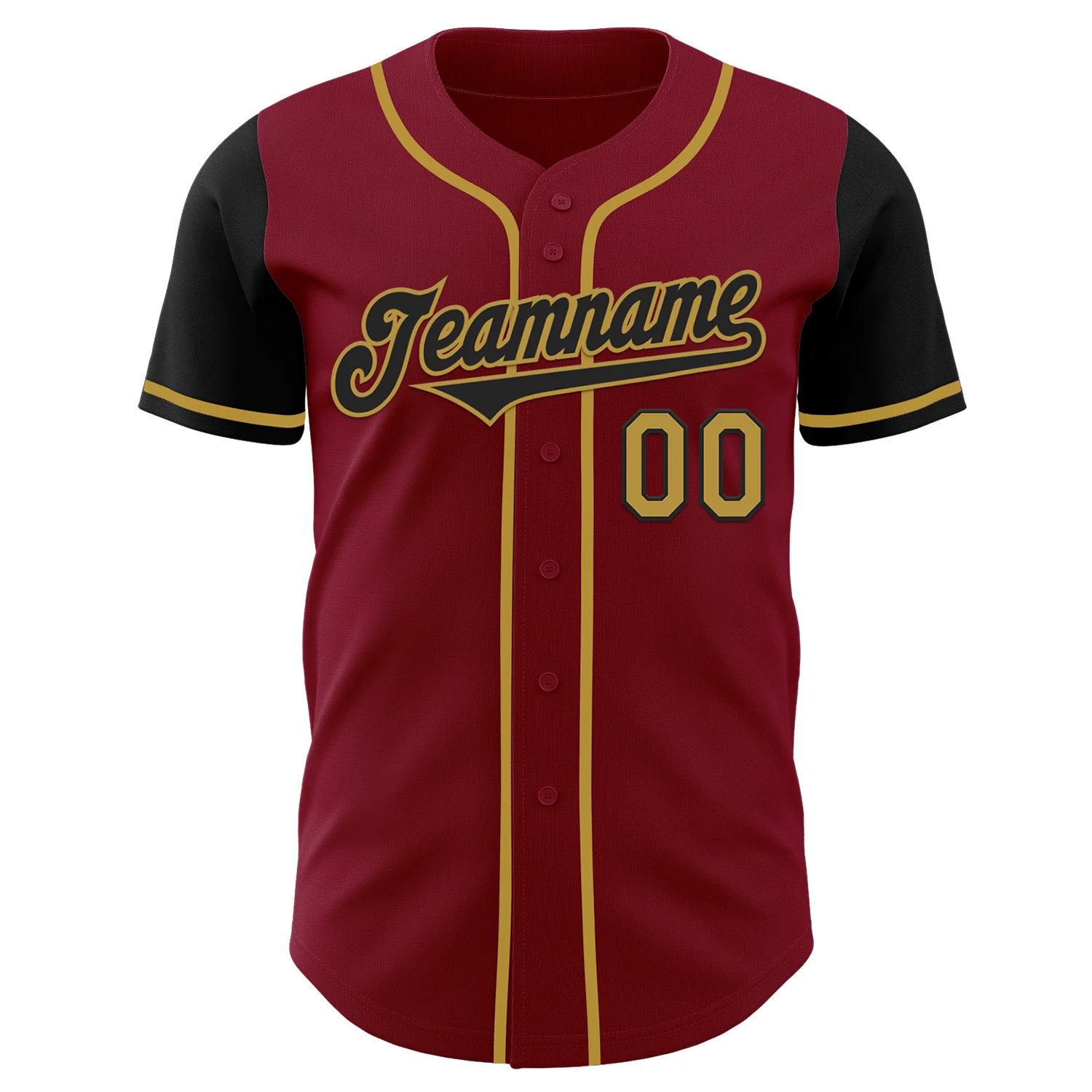 Custom Crimson Black-Old Gold Authentic Two Tone Baseball Jersey - Image 2