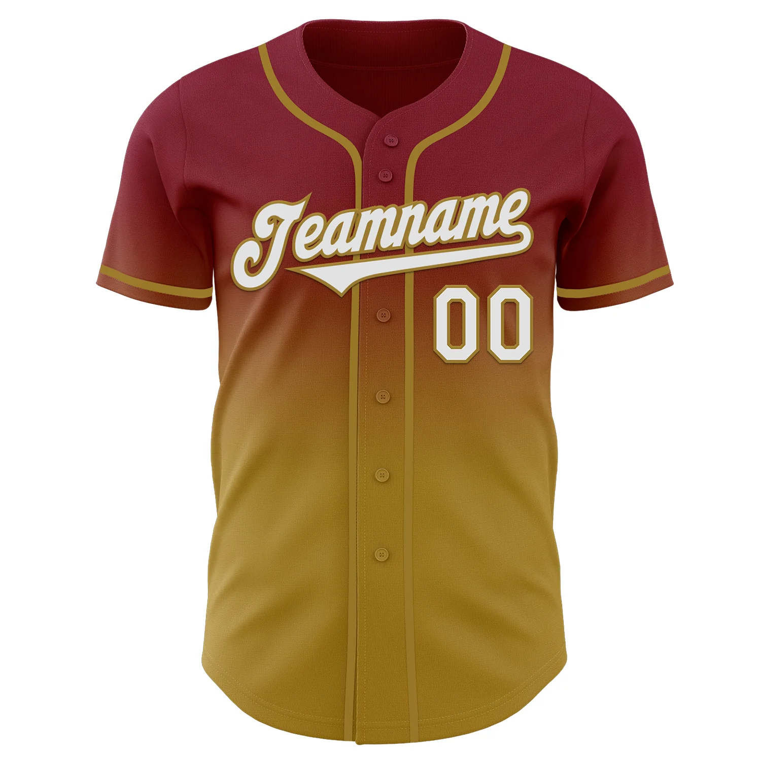 Custom Crimson White-Old Gold Authentic Fade Fashion Baseball Jersey - Image 2