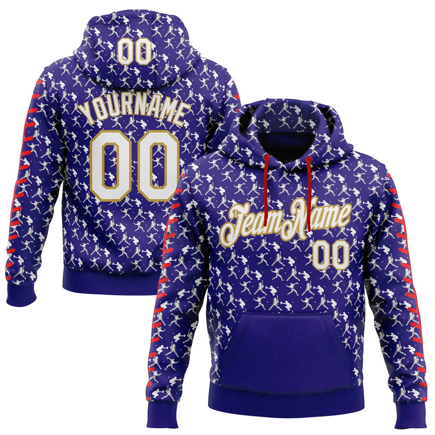 Custom Stitched Dark Purple White Old Gold-Red Baseball Game Day Baltimore Inspired Sports Pullover Sweatshirt Hoodie