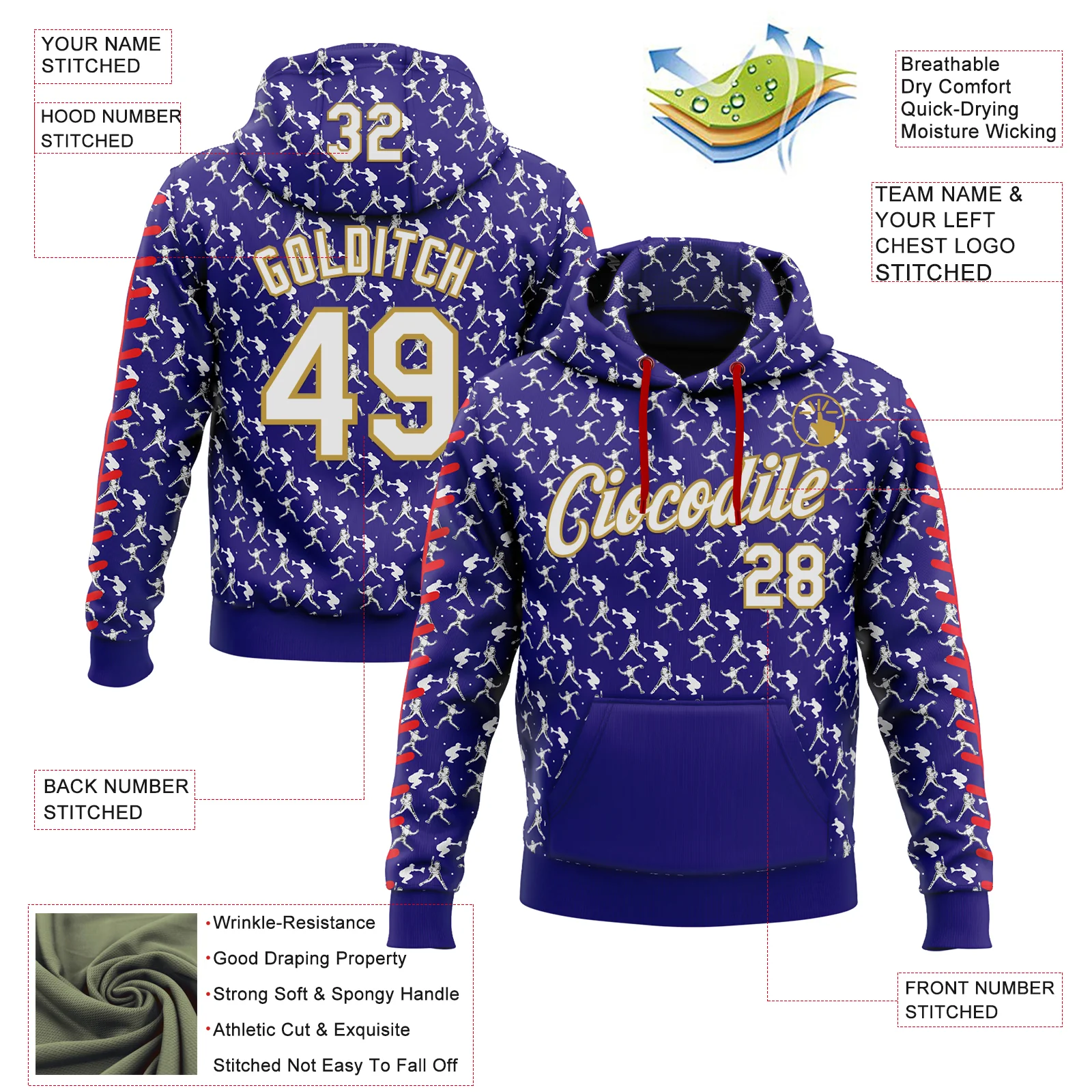 Custom Stitched Dark Purple White Old Gold-Red Baseball Game Day Baltimore Inspired Sports Pullover Sweatshirt Hoodie - Image 4