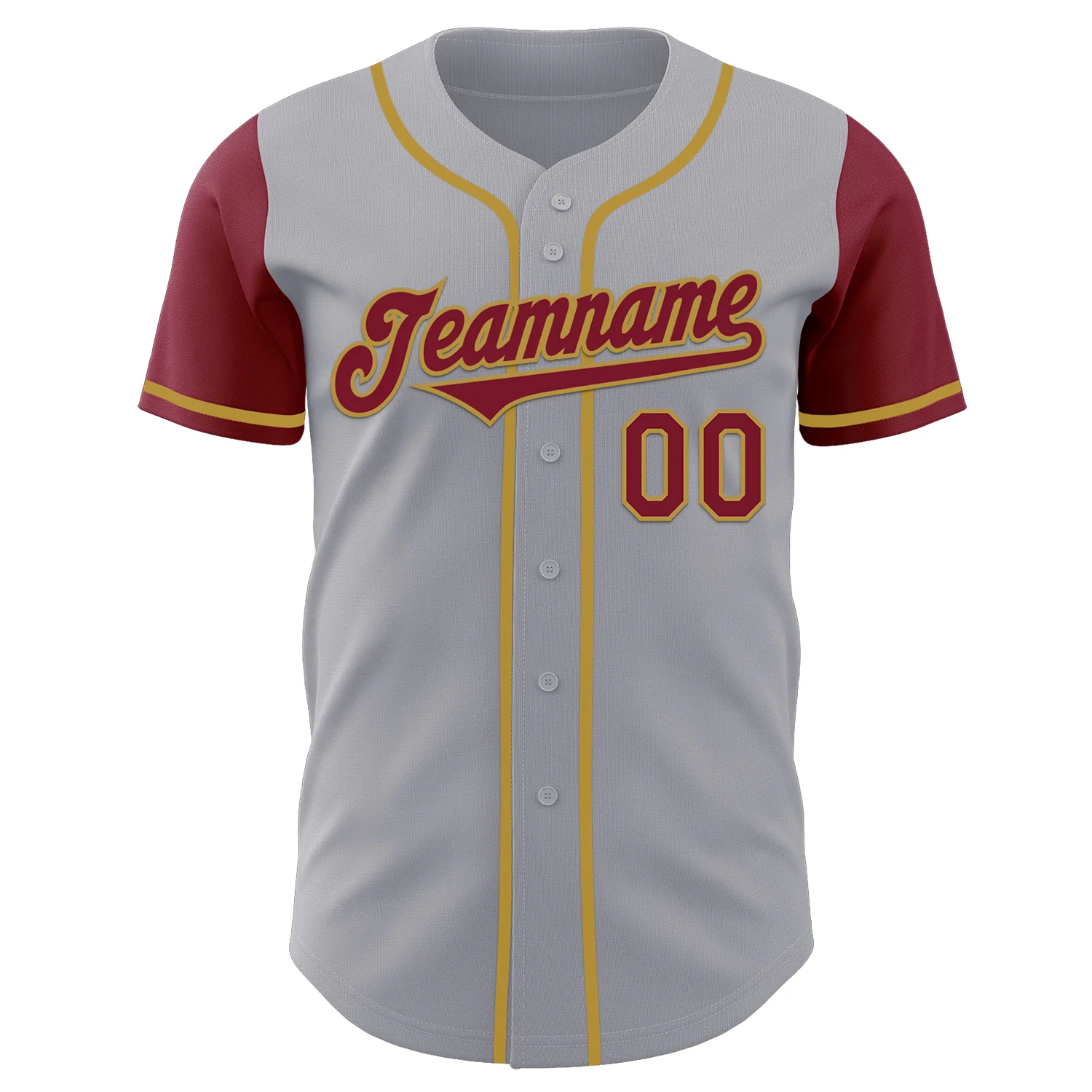 Custom Gray Crimson-Old Gold Authentic Two Tone Baseball Jersey - Image 2