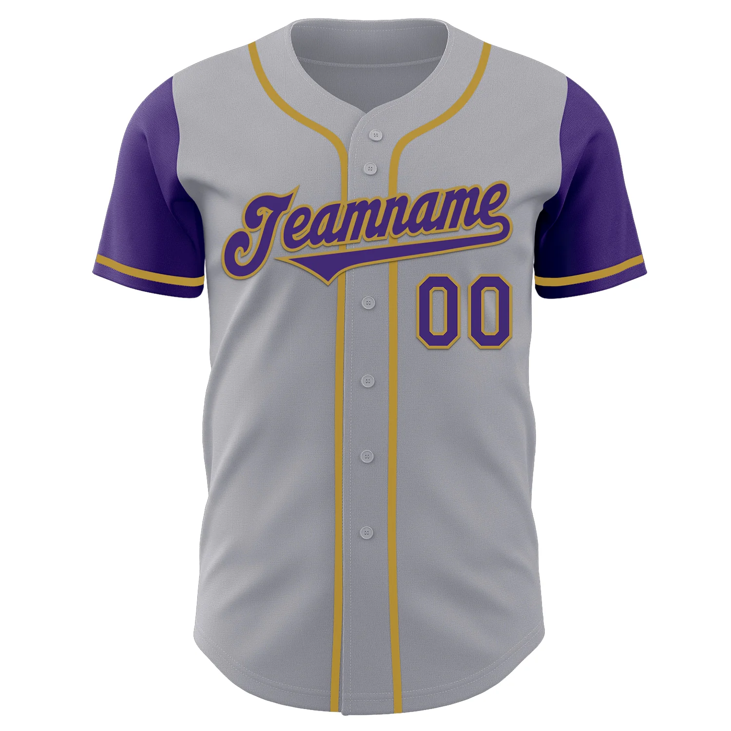 Custom Gray Purple-Old Gold Authentic Two Tone Baseball Jersey - Image 2