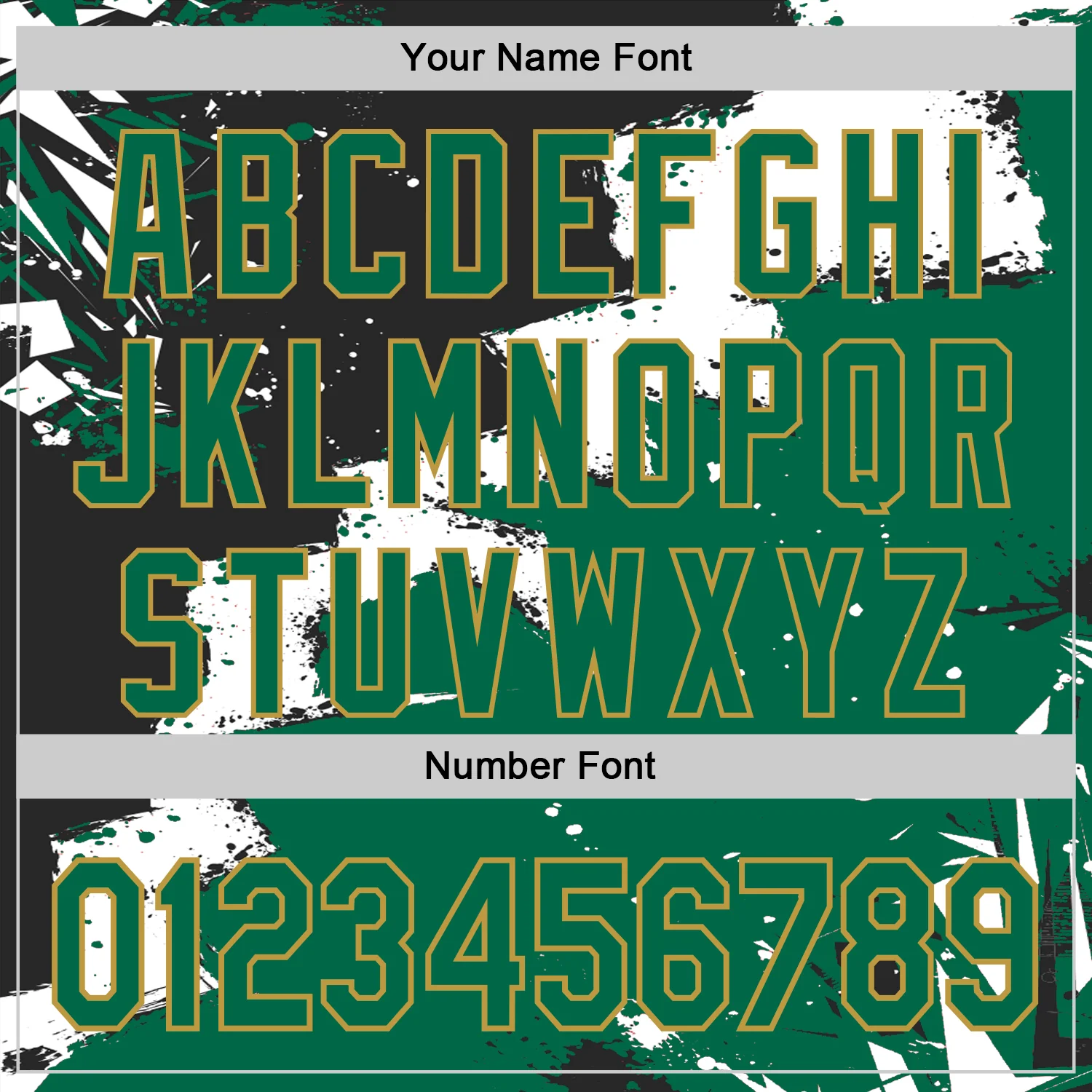 Custom Stitched Black Kelly Green Old Gold-White 3D Pattern Design Splash Torn Paper Style Sports Pullover Sweatshirt Hoodie - Image 4