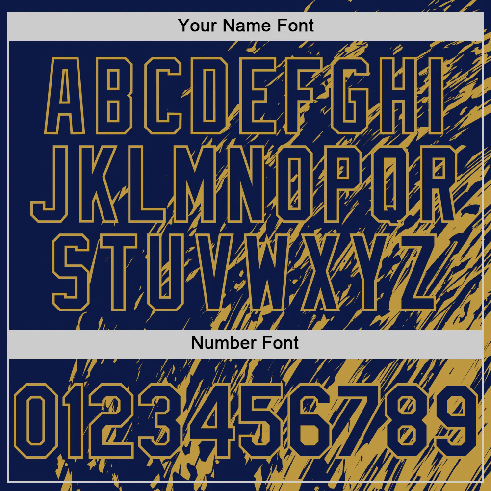 Custom Navy Navy-Old Gold 3D Pattern Design Bomber Full-Snap Varsity Letterman Hoodie Jacket - Image 6