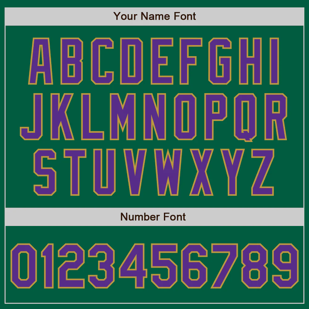 Custom Kelly Green Purple-Old Gold Authentic Baseball Jersey - Image 8