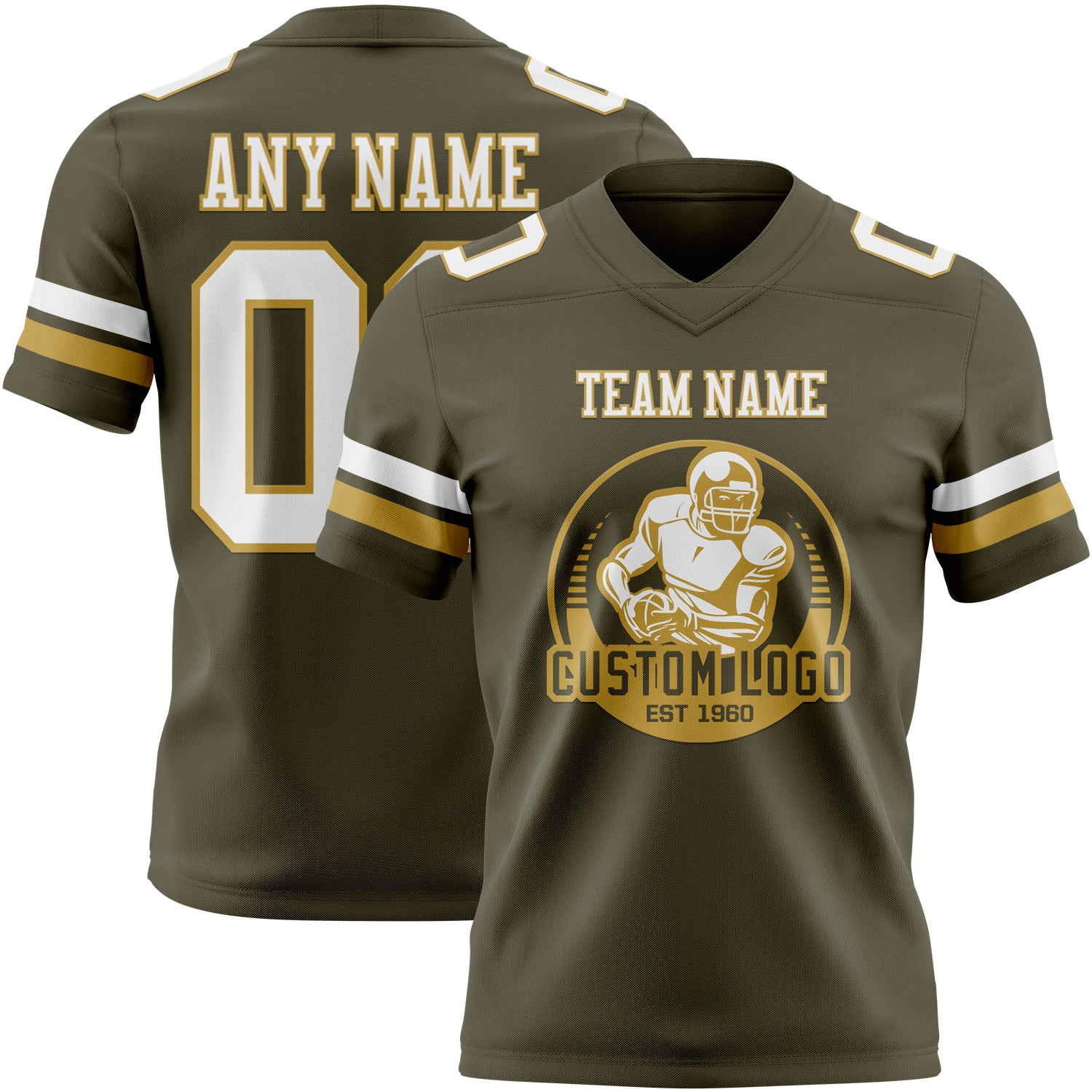 Custom Olive White-Old Gold Authentic Salute To Service Football Jersey - Image 2