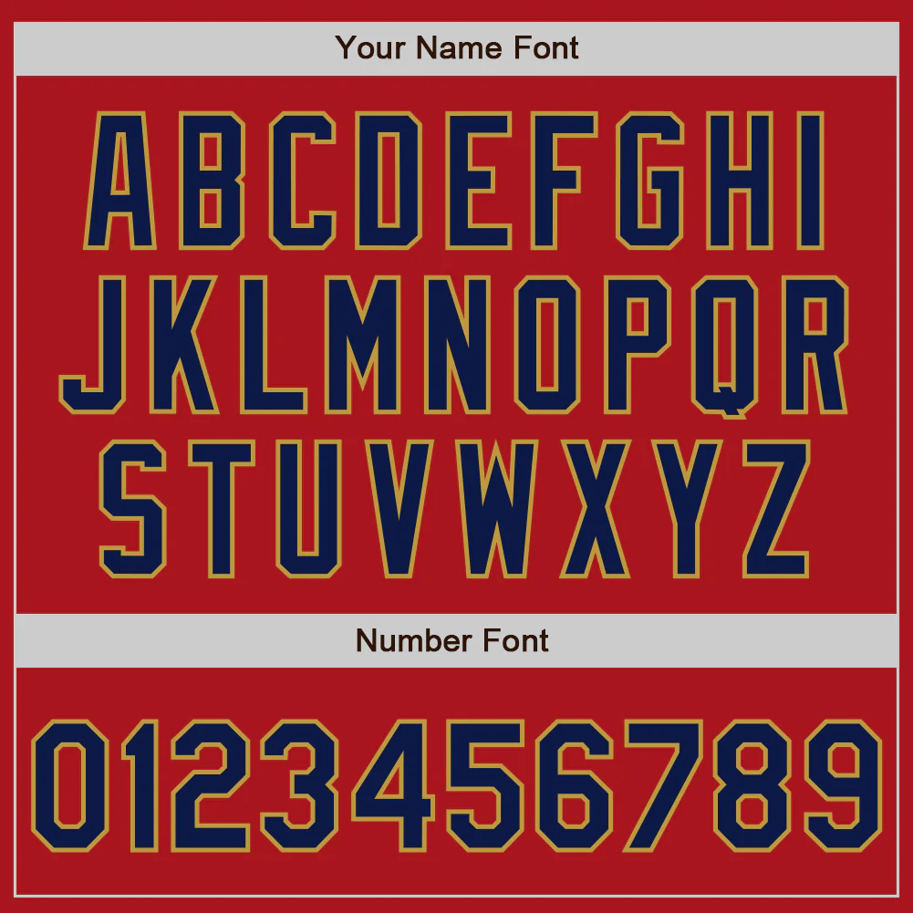 Custom Red Navy-Old Gold Authentic Two Tone Baseball Jersey - Image 5