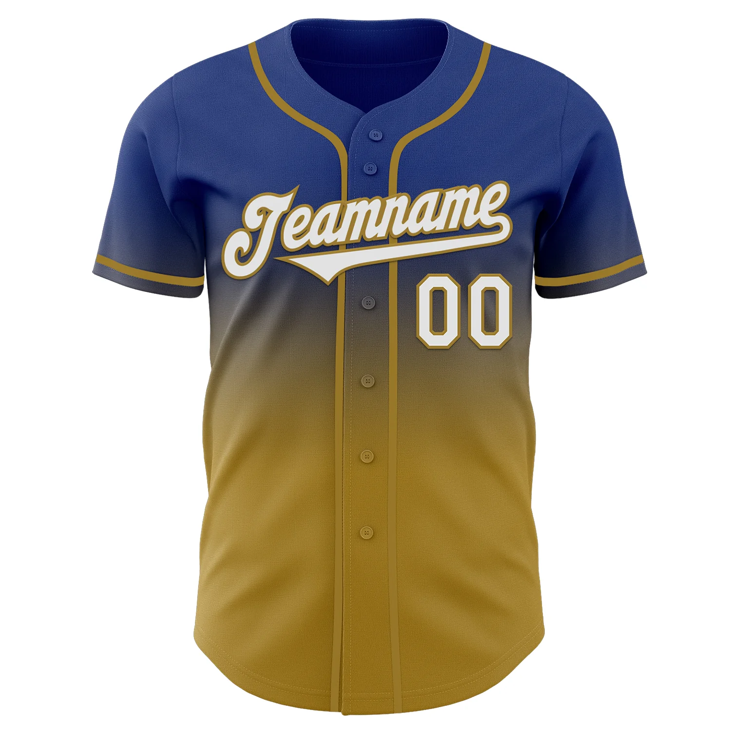 Custom Royal White-Old Gold Authentic Fade Fashion Baseball Jersey - Image 2