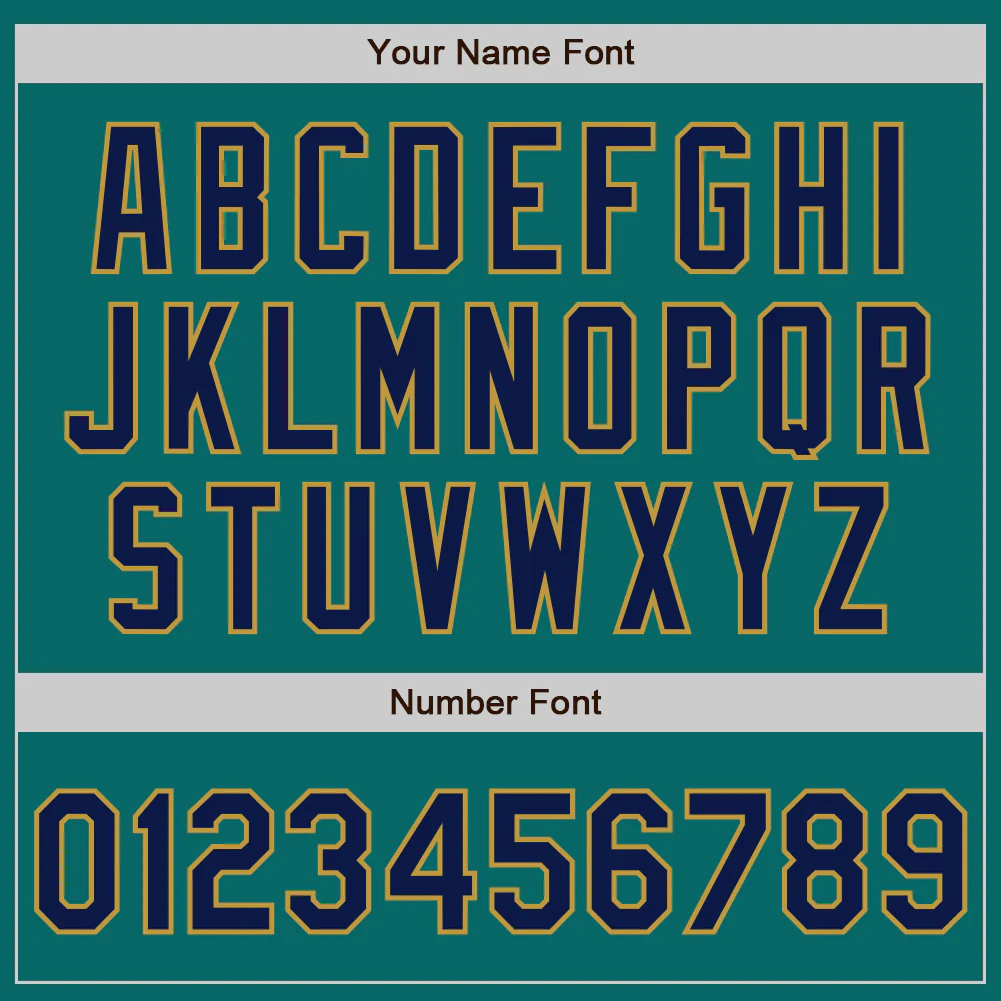 Custom Teal Navy-Old Gold Authentic Baseball Jersey - Image 8