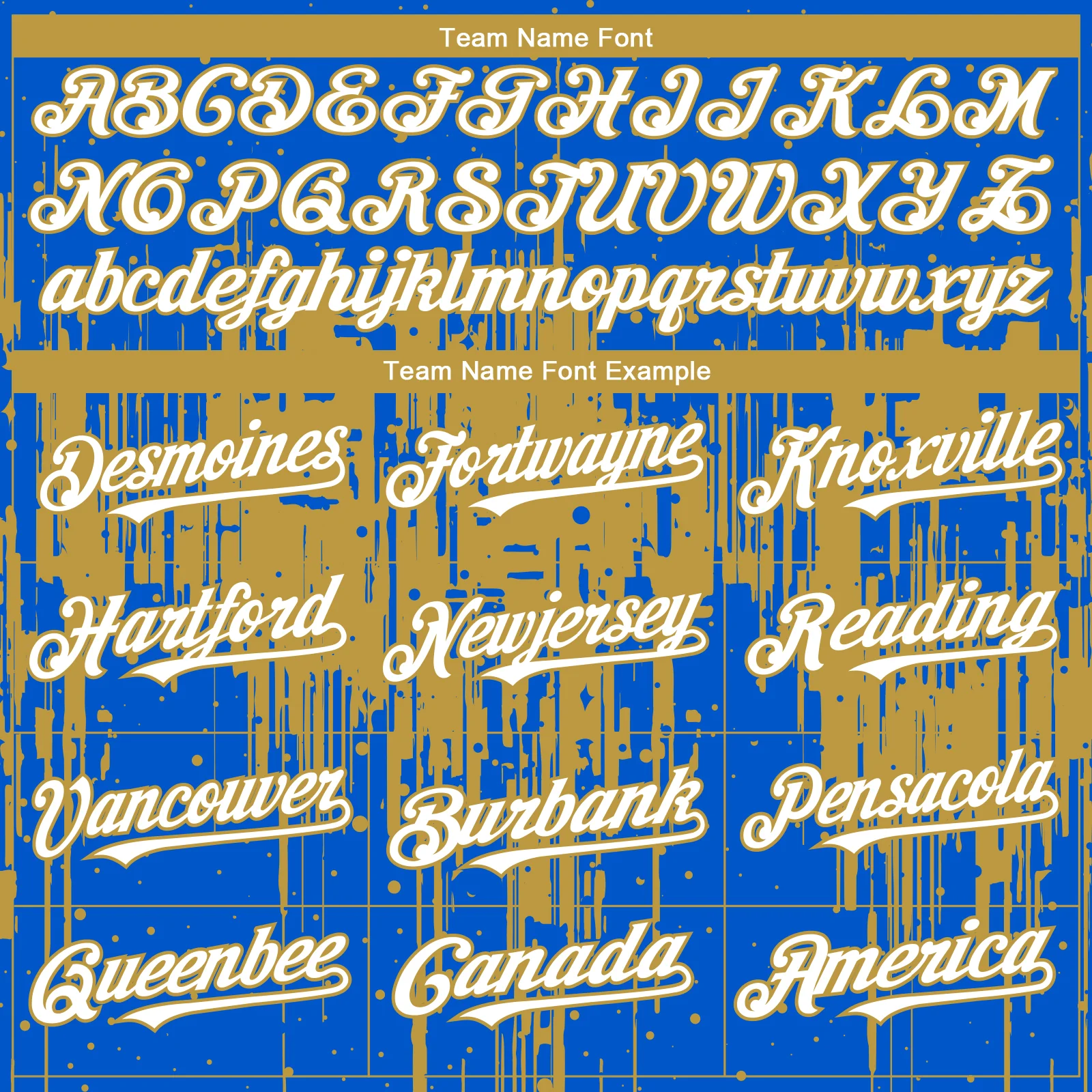 Custom Thunder Blue White-Old Gold Dripping Splatter Paint Authentic Baseball Jersey - Image 4