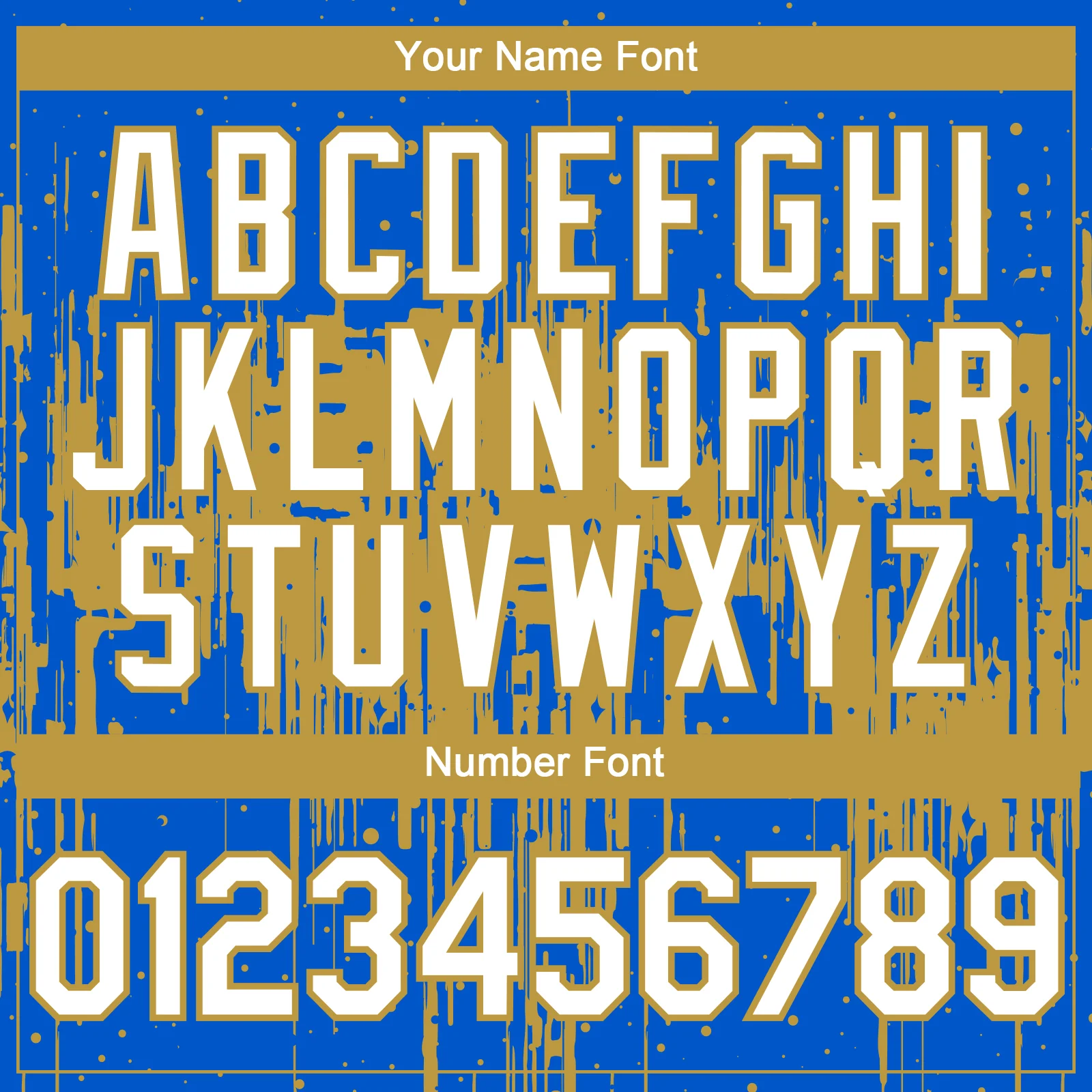 Custom Thunder Blue White-Old Gold Dripping Splatter Paint Authentic Baseball Jersey - Image 5