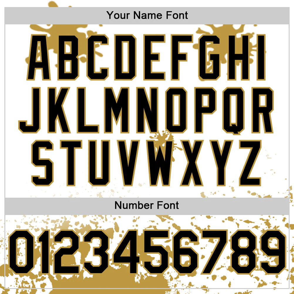 Custom White Black-Old Gold Splatter Camo Two Tone Authentic Baseball Jersey - Image 5