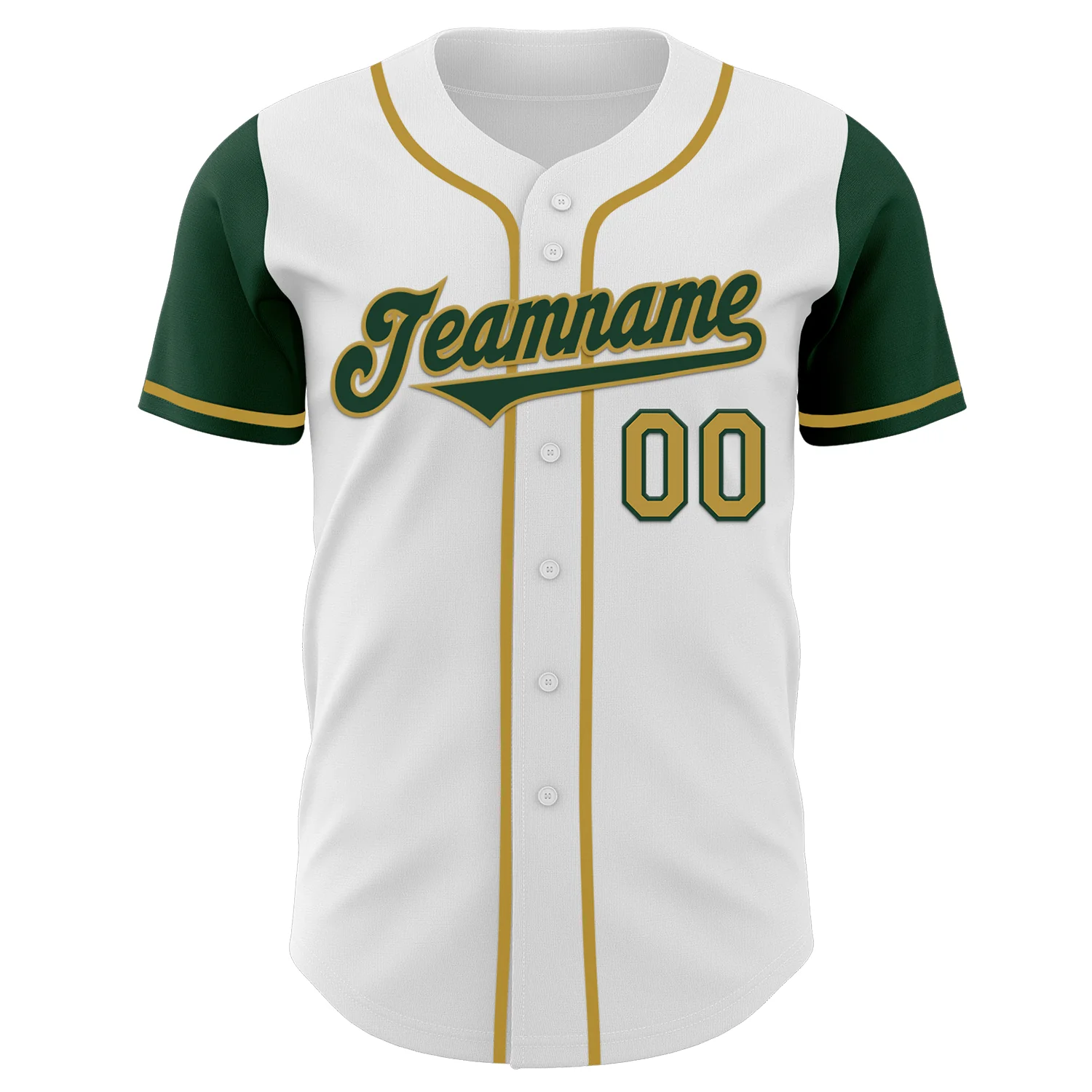 Custom White Green-Old Gold Authentic Two Tone Baseball Jersey - Image 2