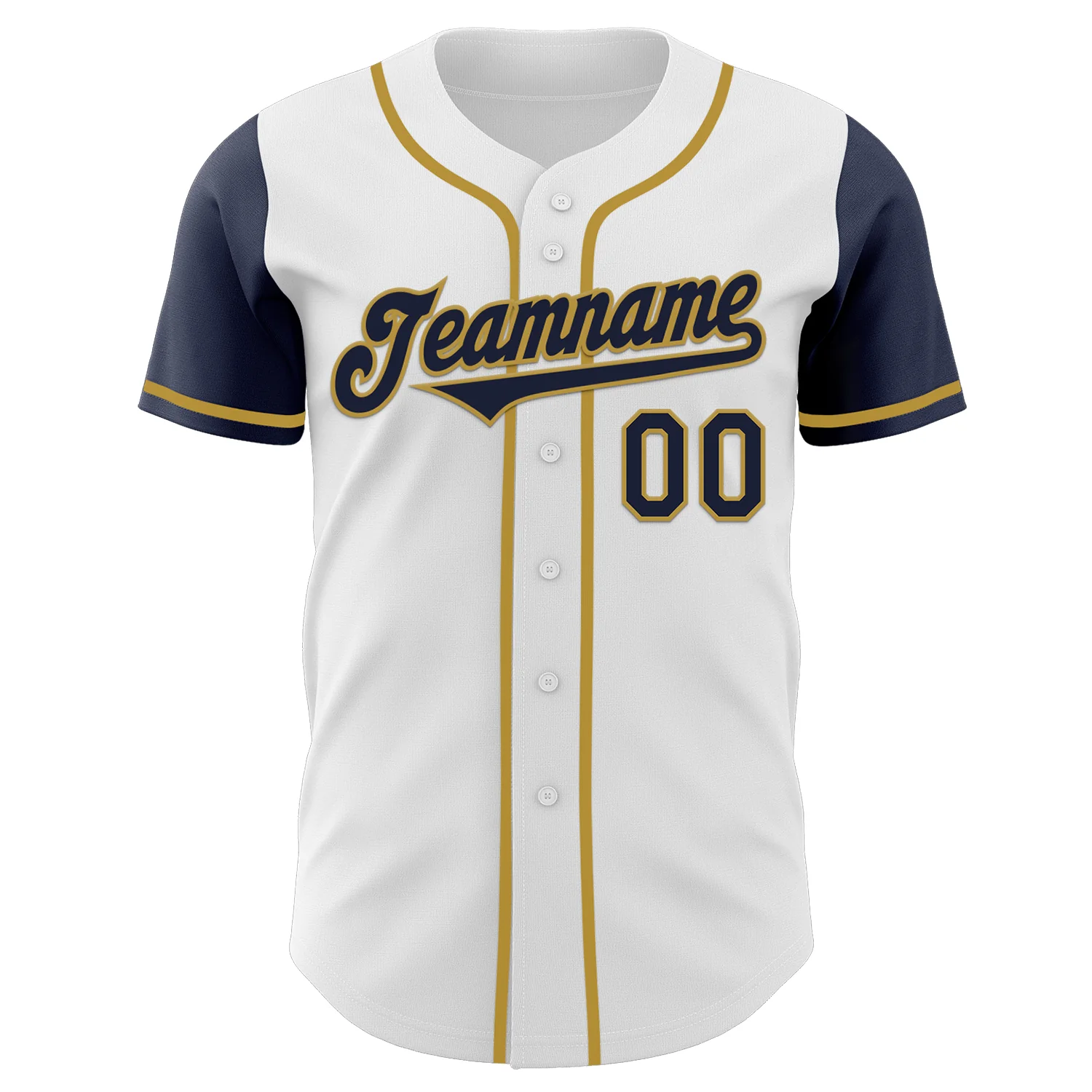 Custom White Navy-Old Gold Authentic Two Tone Baseball Jersey - Image 2