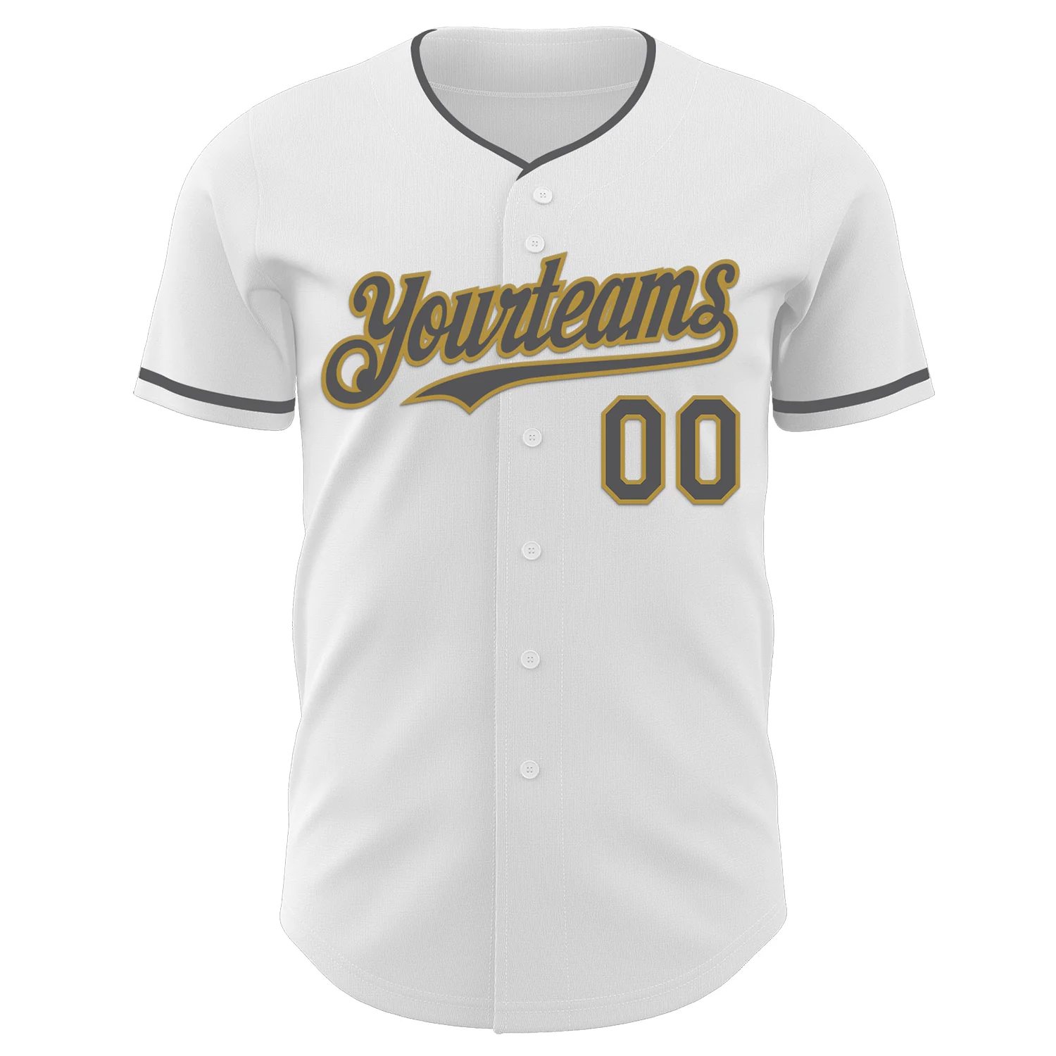 Custom White Steel Gray-Old Gold Authentic Baseball Jersey - Image 2